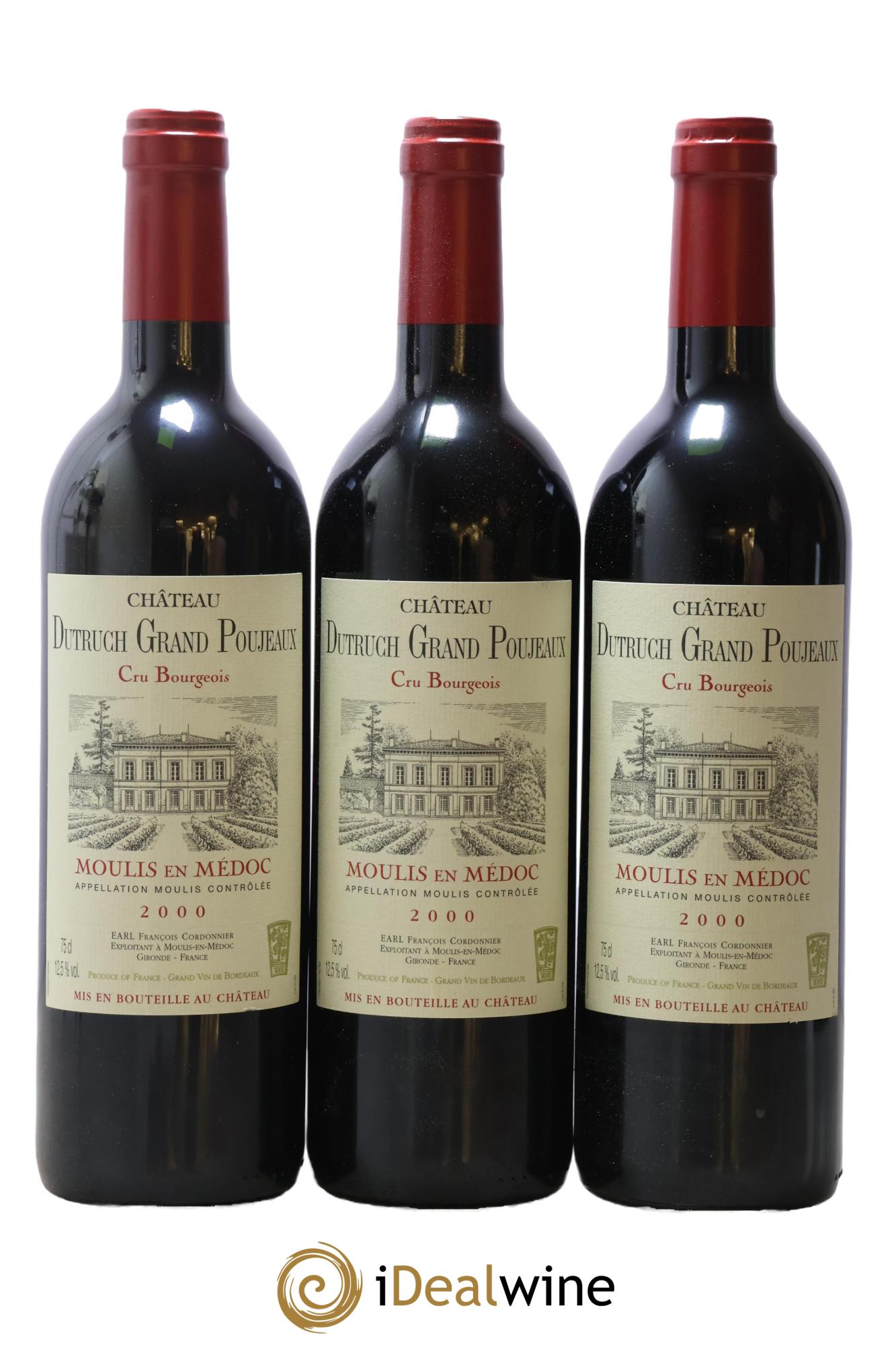 Château Dutruch Grand Poujeaux Cru Bourgeois 2000 - Lotto di 3 bottiglie - 0