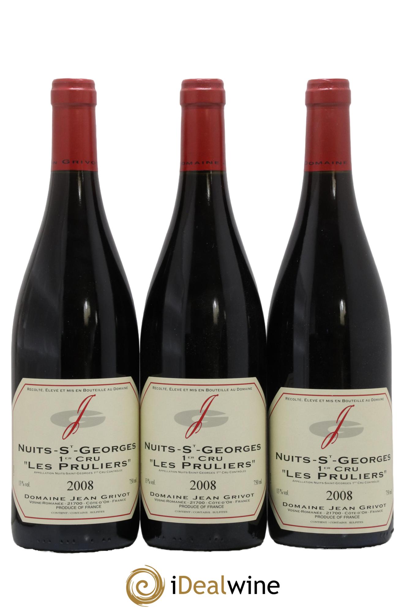 Nuits-Saint-Georges 1er Cru Les Pruliers Jean Grivot 2008 - Lotto di 3 bottiglie - 0
