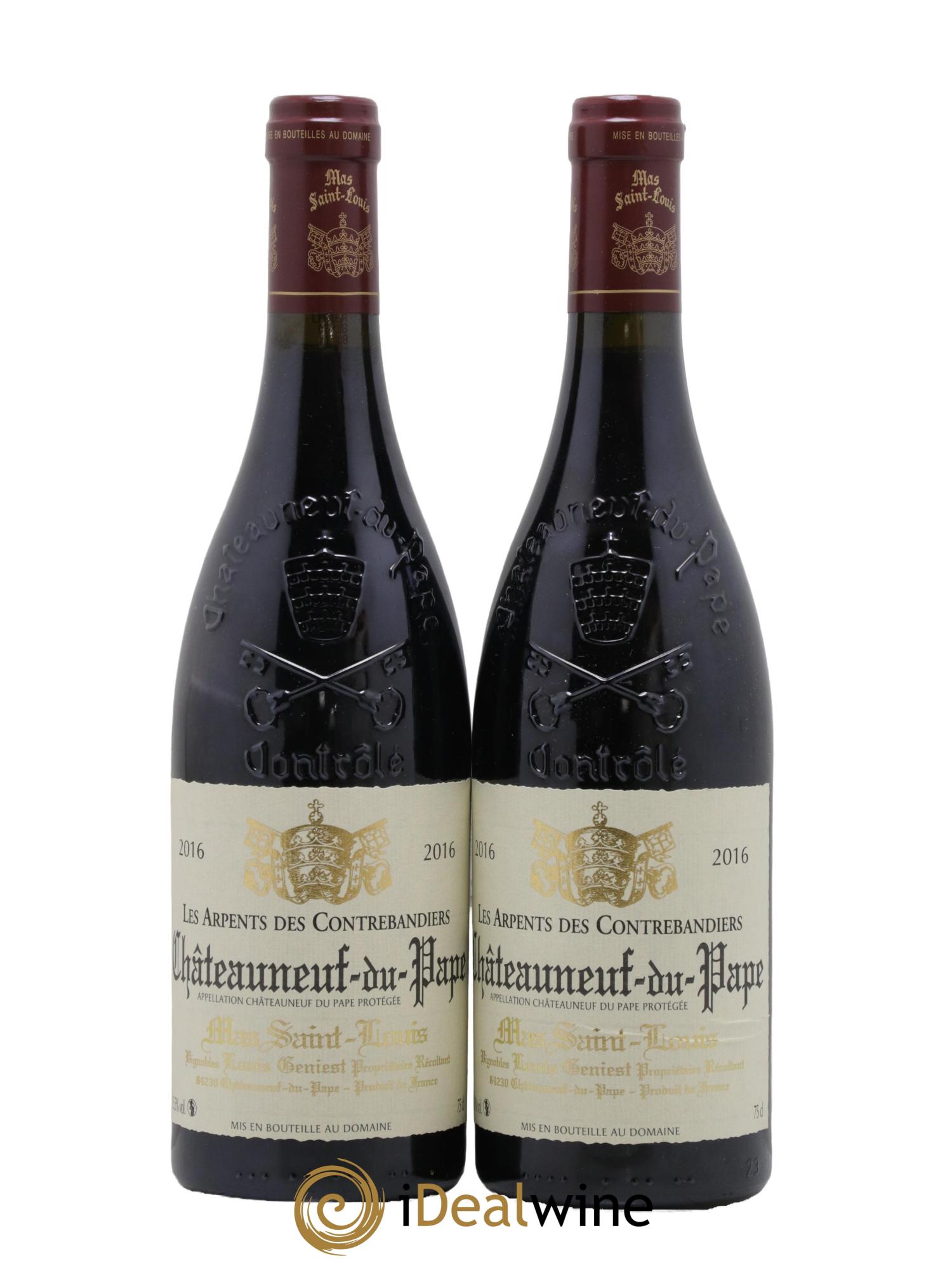 Châteauneuf-du-Pape Les Arpents des Contrebandiers Mas Saint-Louis 2016 - Lot de 2 bouteilles - 0