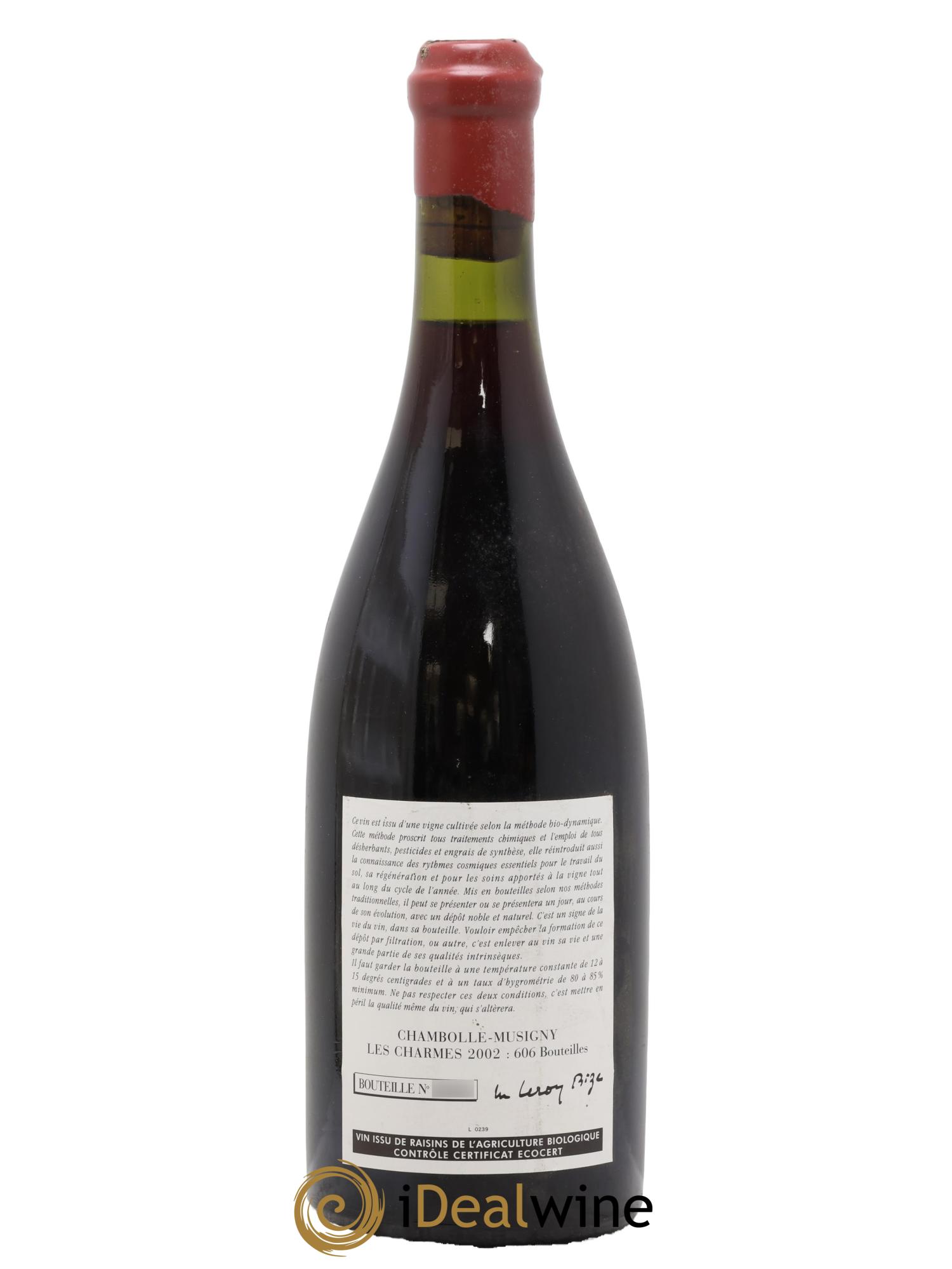 Chambolle-Musigny 1er Cru Les Charmes Leroy (Domaine) 2002 - Lot de 1 bouteille - 1