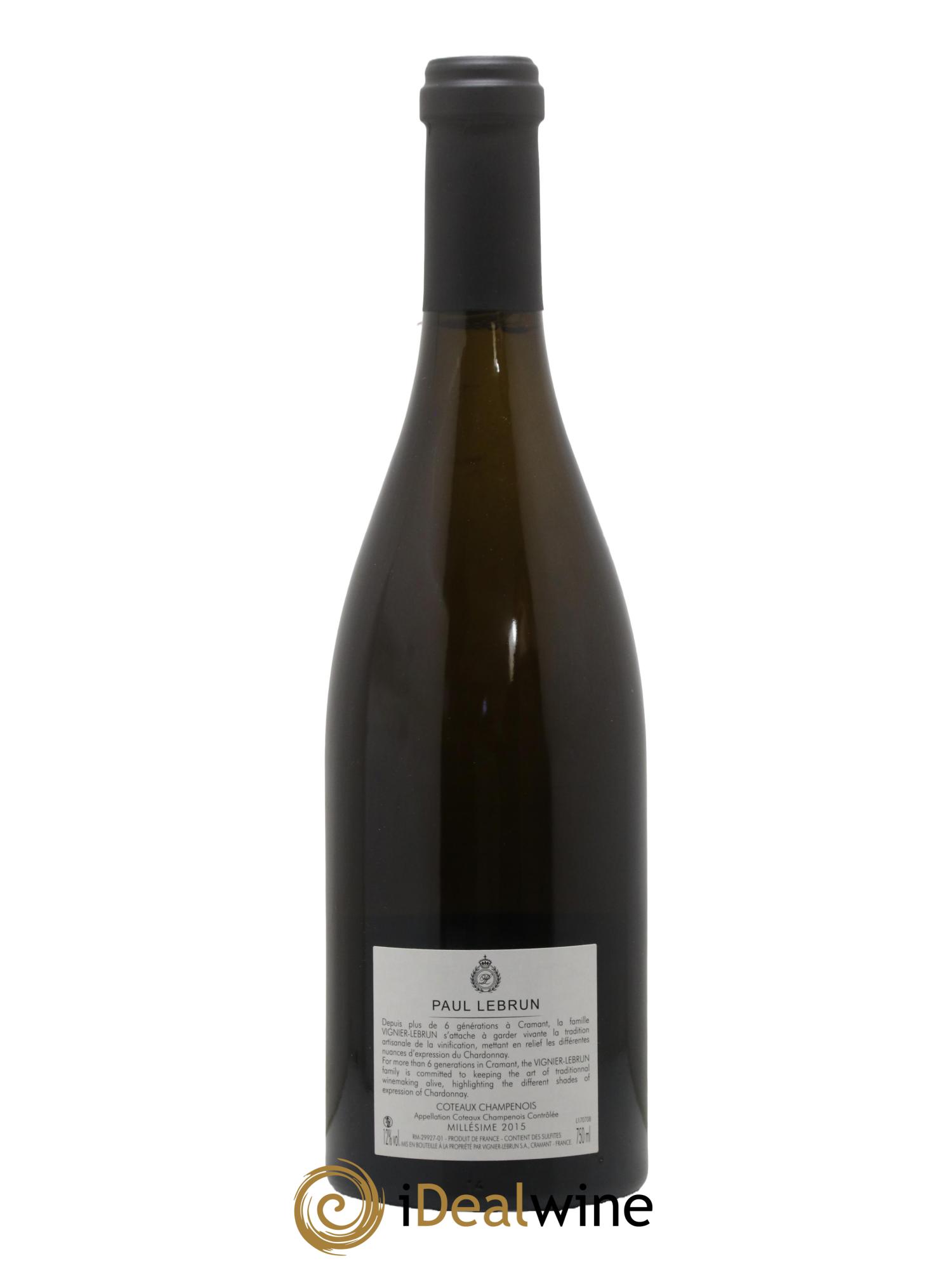 Coteaux Champenois Domaine Paul Lebrun 2015 - Lot de 1 bouteille - 1