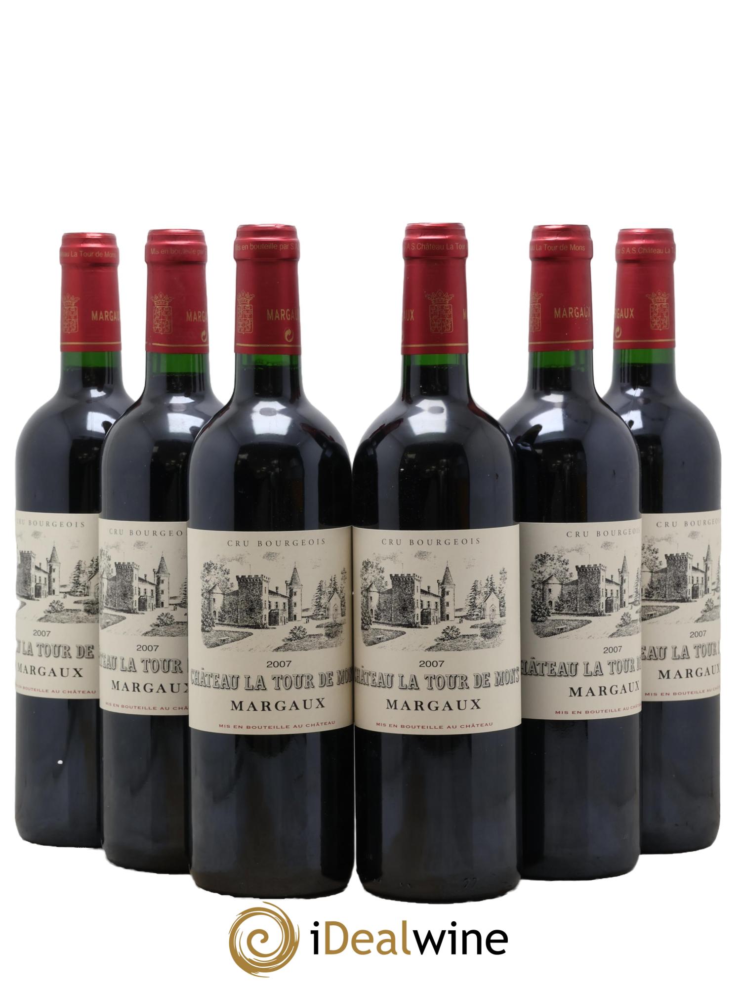 Château la Tour de Mons Cru Bourgeois 2007 - Lot of 6 bottles - 0
