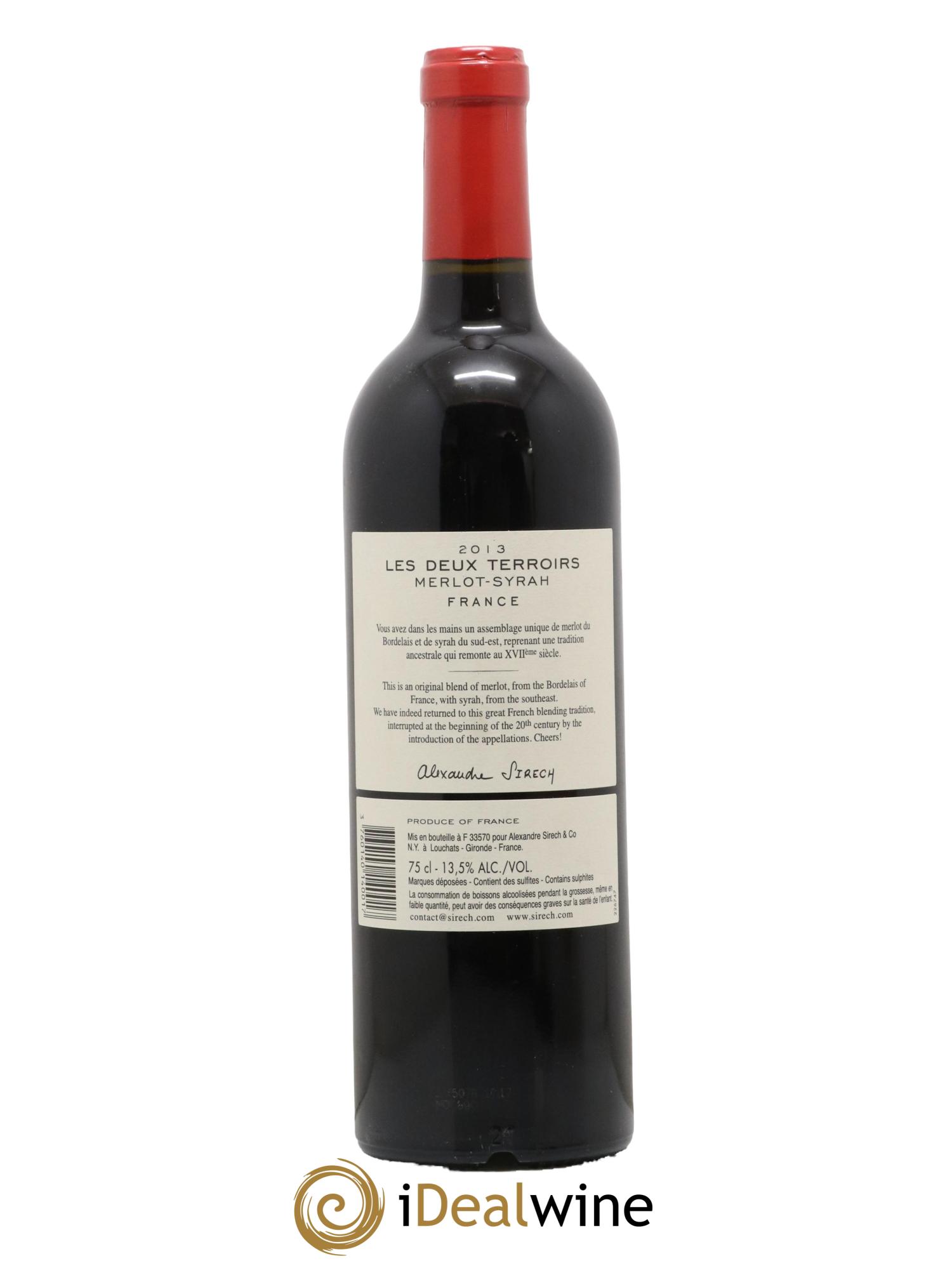 Sud-Ouest Les Deux Terroirs Merlot Syrah Domaine Alexandre Sirech 2013 - Lot of 1 bottle - 1