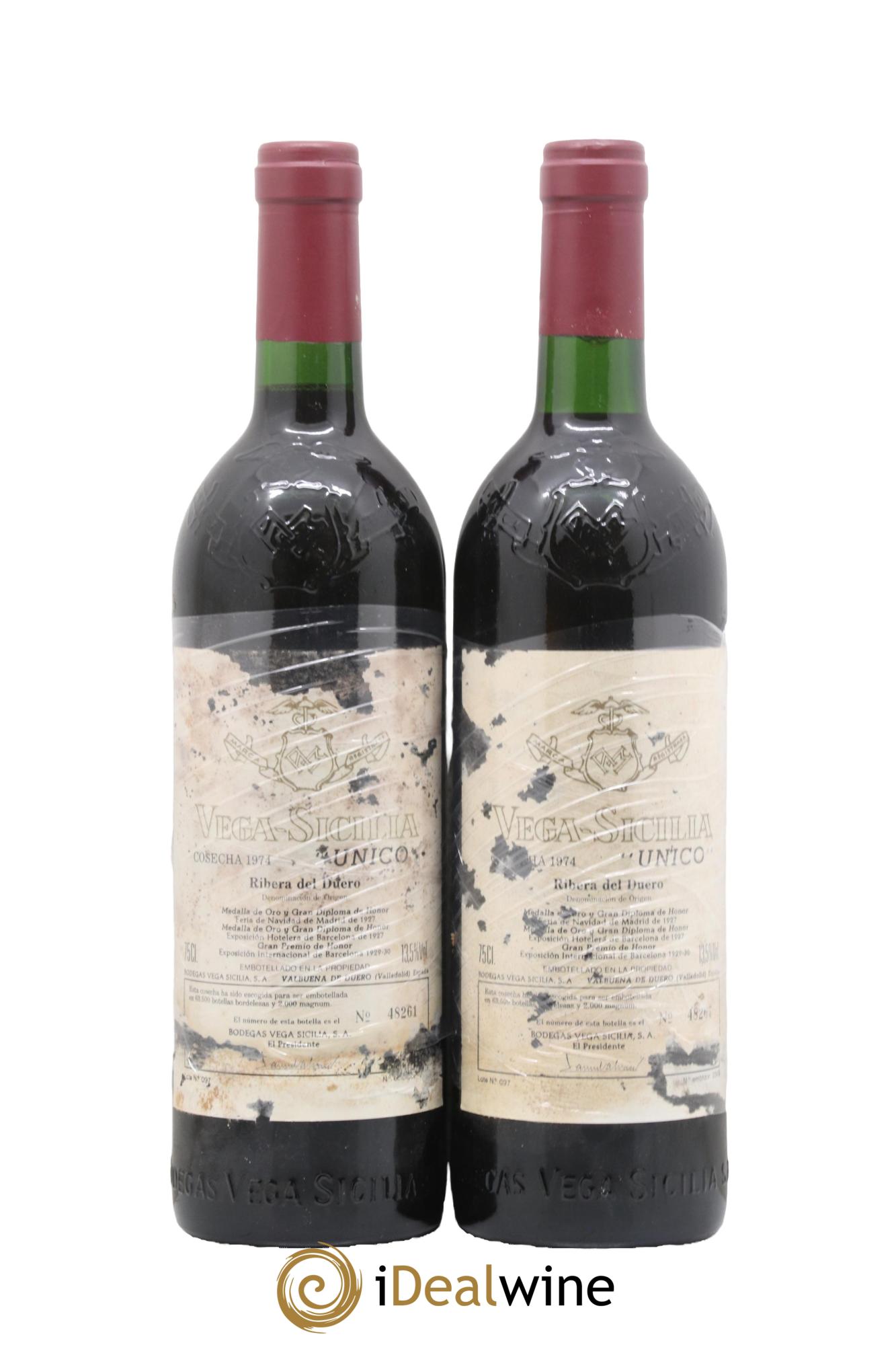 Ribera Del Duero DO Vega Sicilia Unico Famille Alvarez 1974 - Lot de 2 bouteilles - 0