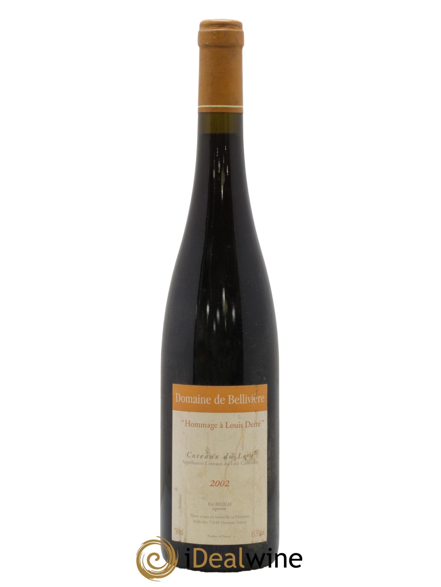 Coteaux du Loir Hommage à Louis Derré Domaine de Bellivière 2002 - Lot de 1 bouteille - 0