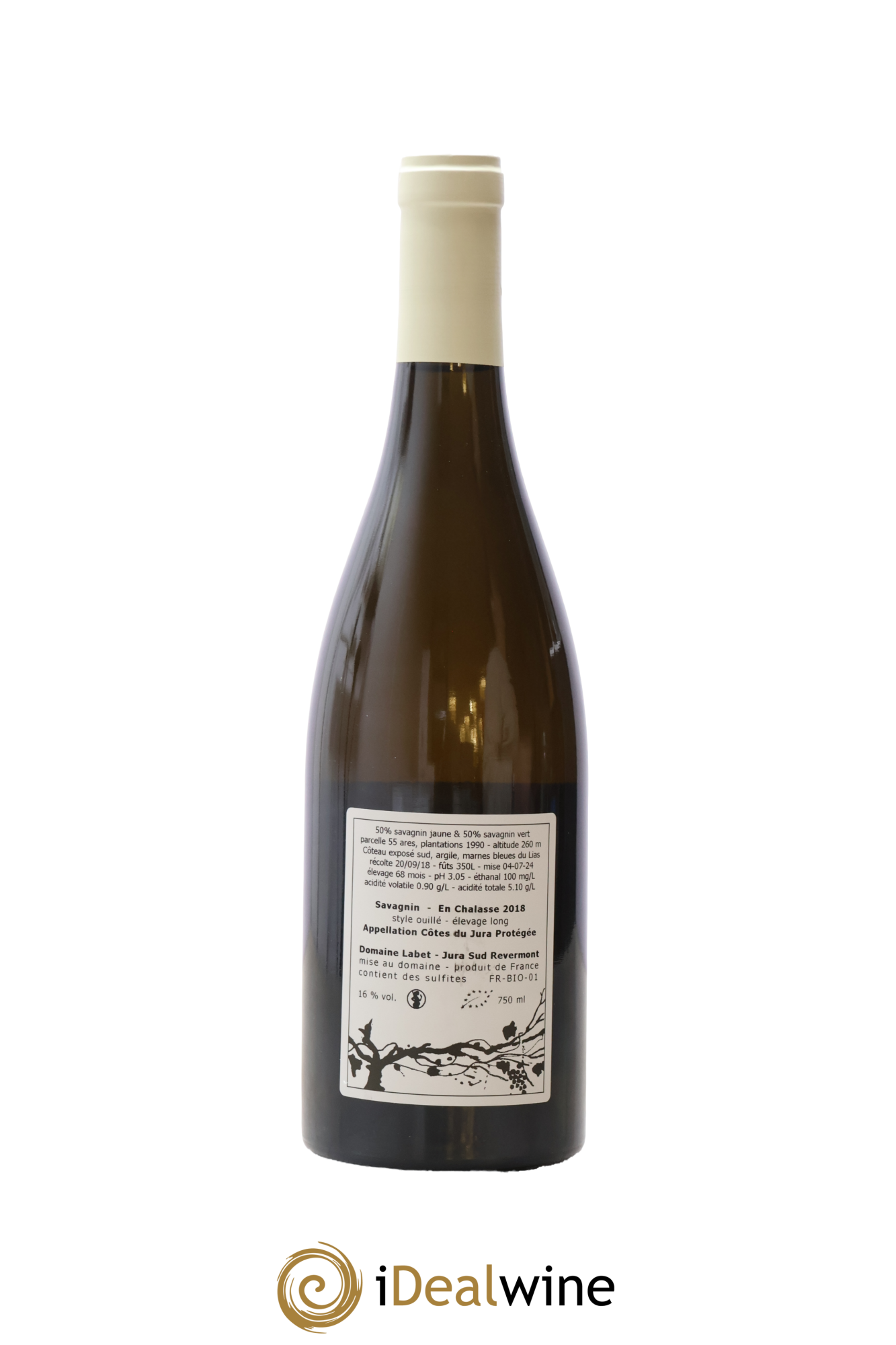 Côtes du Jura Savagnin en Chalasse Elevage Long Romain - Julien - Charline Labet 2018 - Lot de 1 bouteille - 1