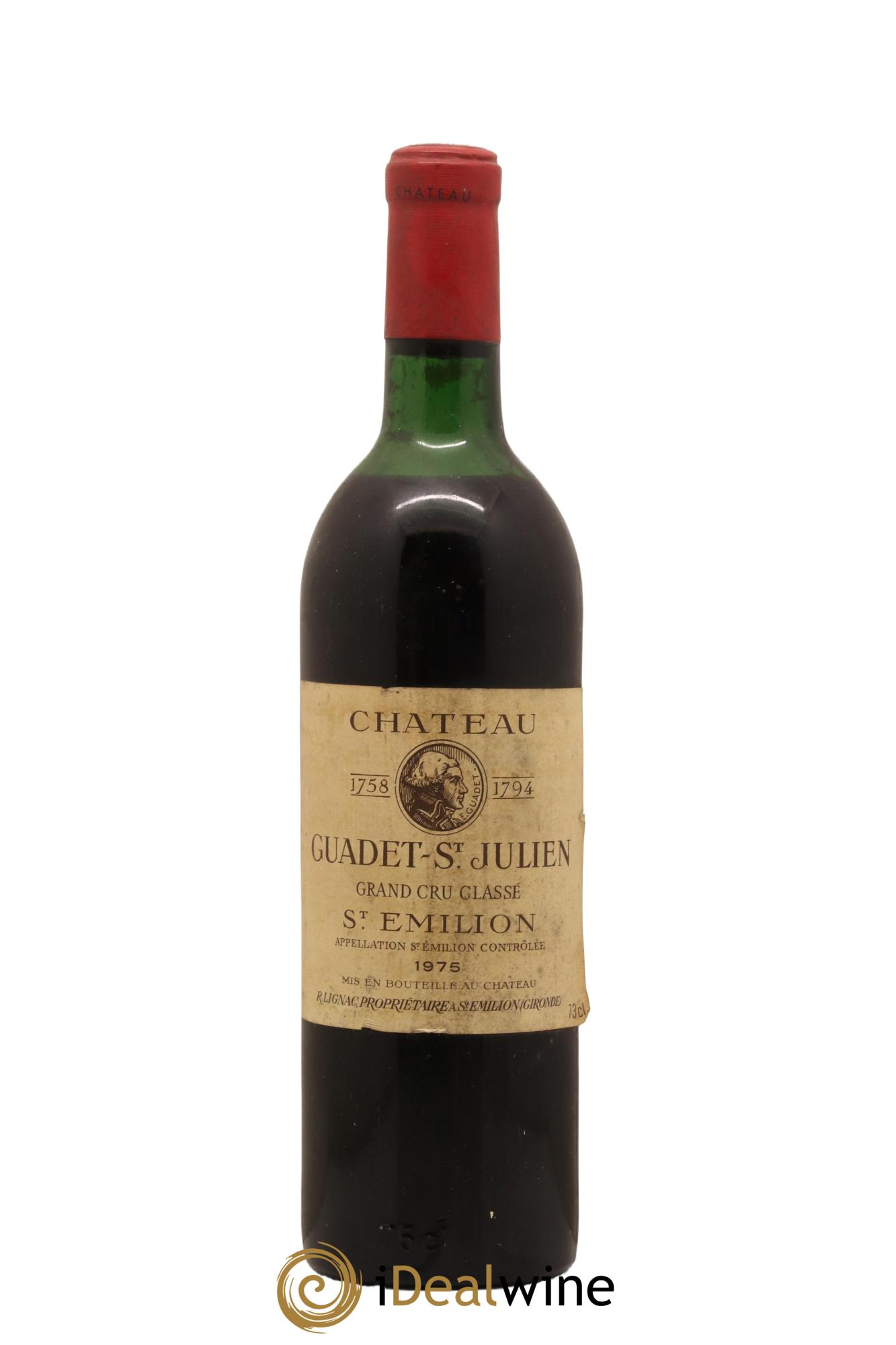 Château Guadet Grand Cru Classé 1975 - Lot de 1 bouteille - 0