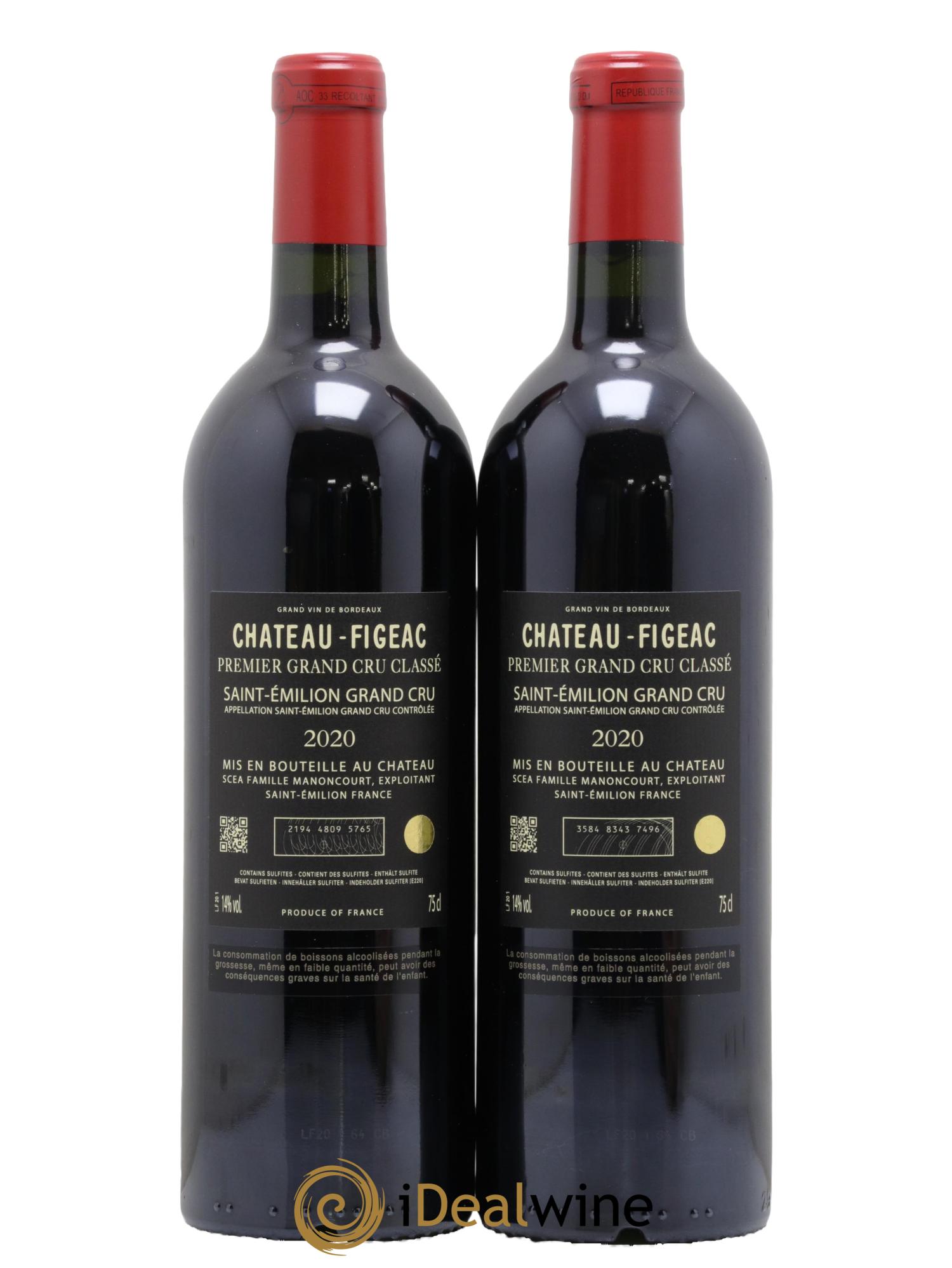 Château Figeac 1er Grand Cru Classé A 2020 - Lot of 2 bottles - 1