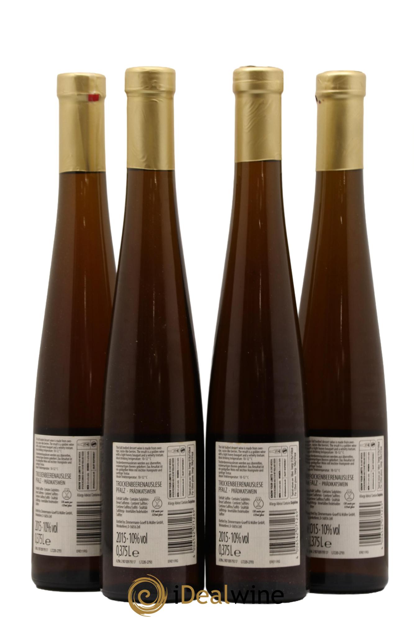 Allemagne Pfalz Trockenbeerenauslese Roman Graeff 2015 - Lot de 4 demi bouteilles - 1