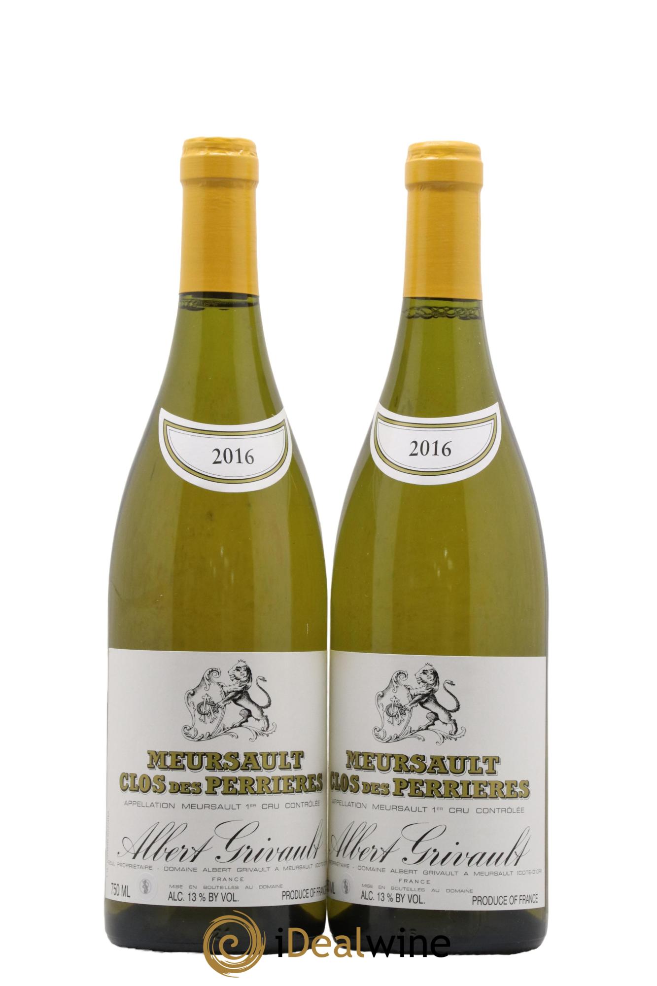 Meursault 1er Cru Clos des Perrières Monopole Albert Grivault 2016 - Lot de 2 bouteilles - 0