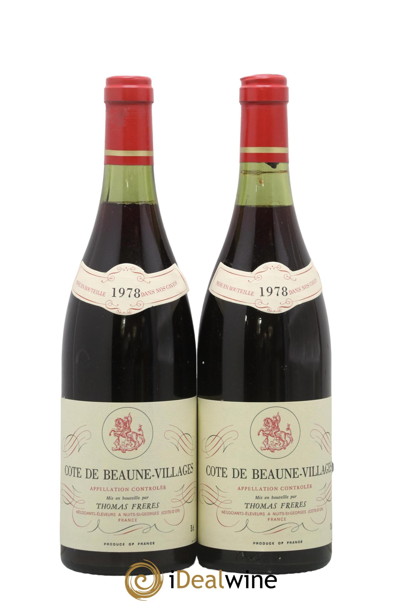 Côte de Beaune-Villages Thomas Frères 1978 - Lot de 2 bouteilles - 0