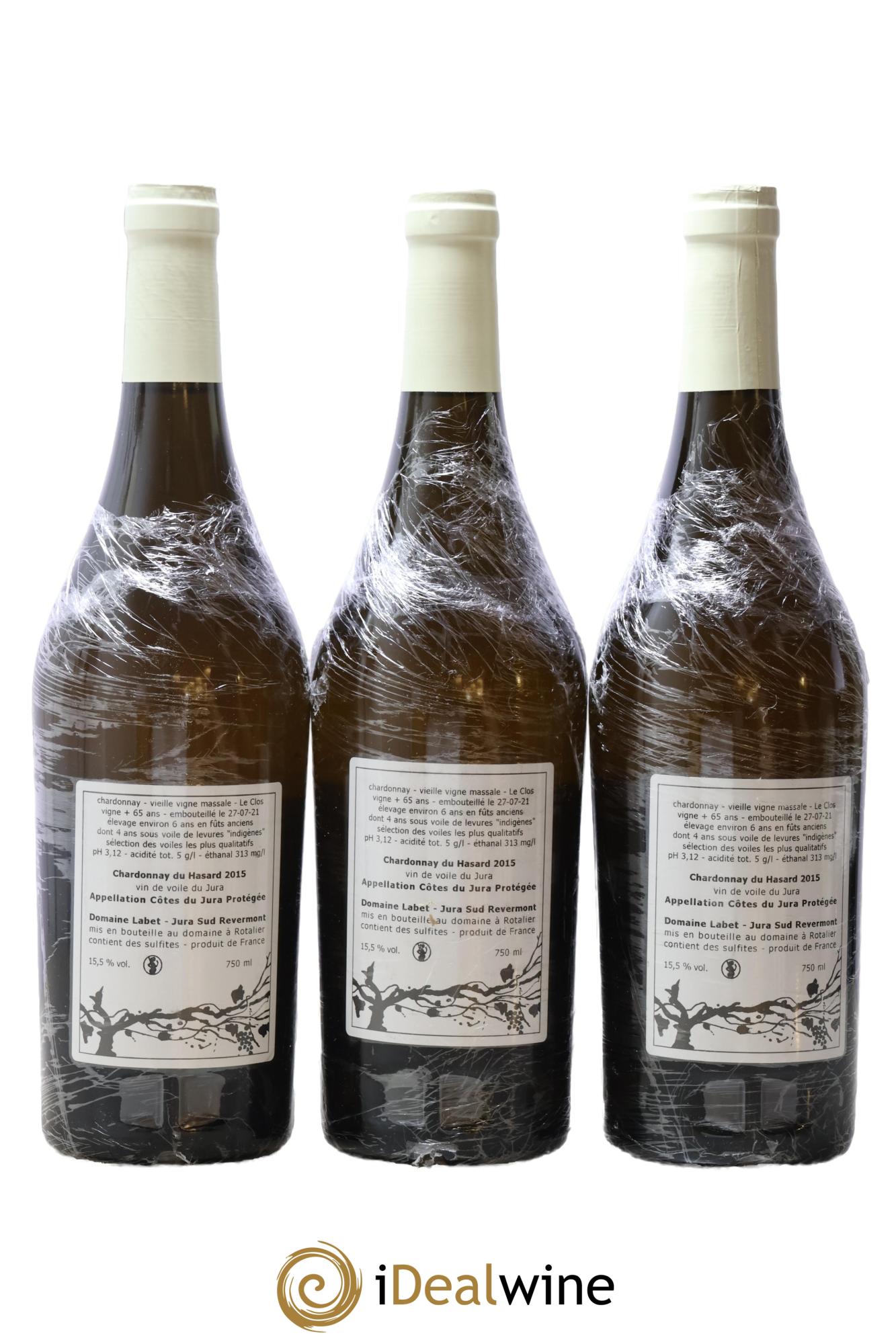 Côtes du Jura Vin de voile Chardonnay du Hasard Romain - Julien  - Charline Labet 2015 - Lot de 3 bouteilles - 1