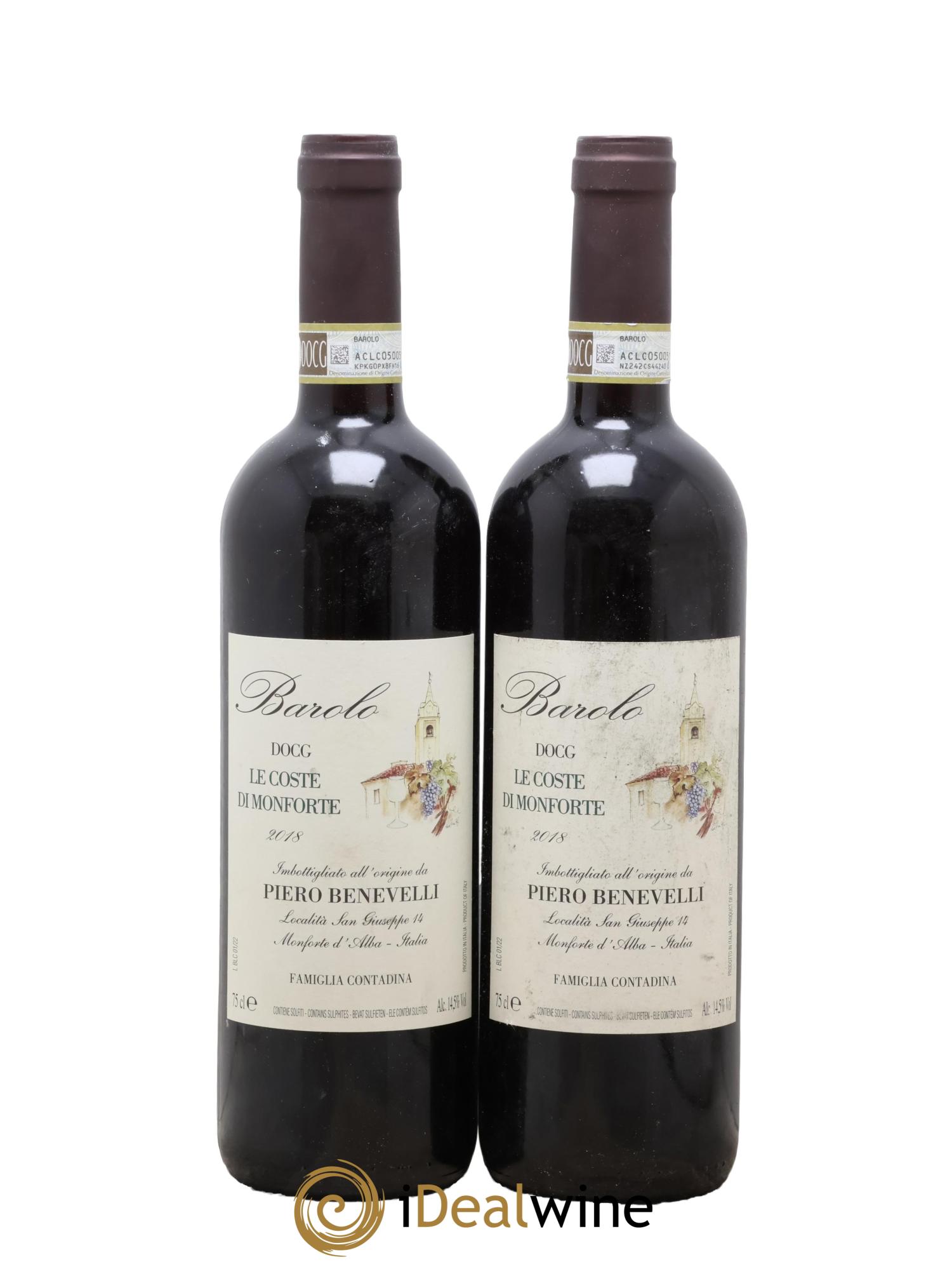 Barolo DOCG Le Coste di Monforte Piero Benevelli 2018 - Lot of 2 bottles - 0