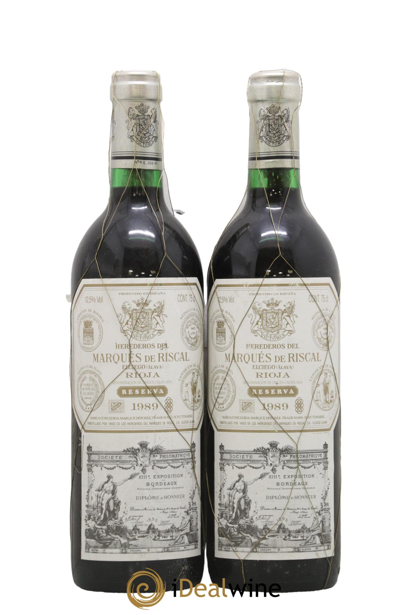 Rioja DOCA Herederos Del Marquis De Riscal 1989 - Lot de 2 bouteilles - 0