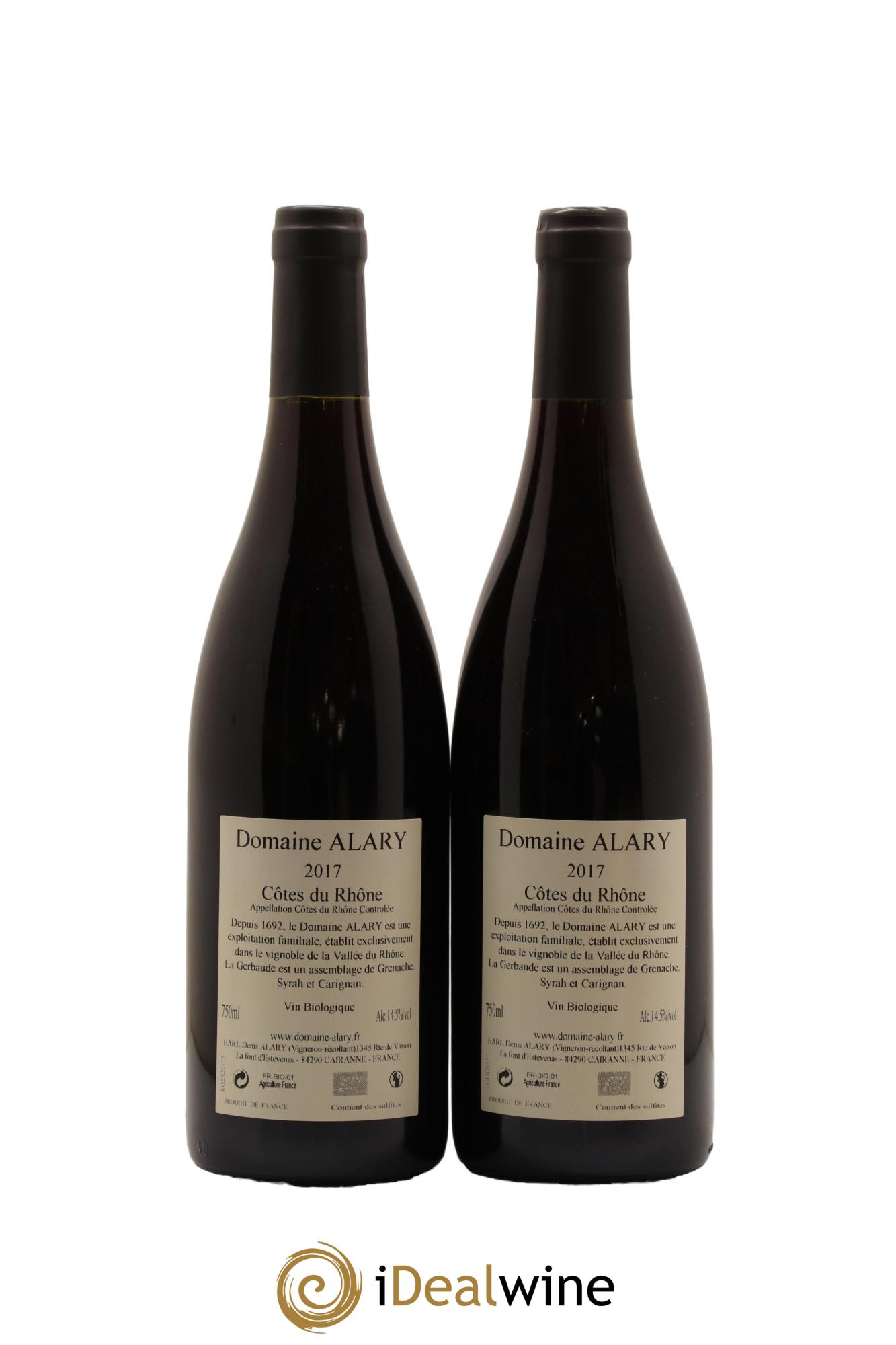 Côtes-du-Rhône La Gerbaude Domaine Alary 2017 - Lot de 2 bouteilles - 1