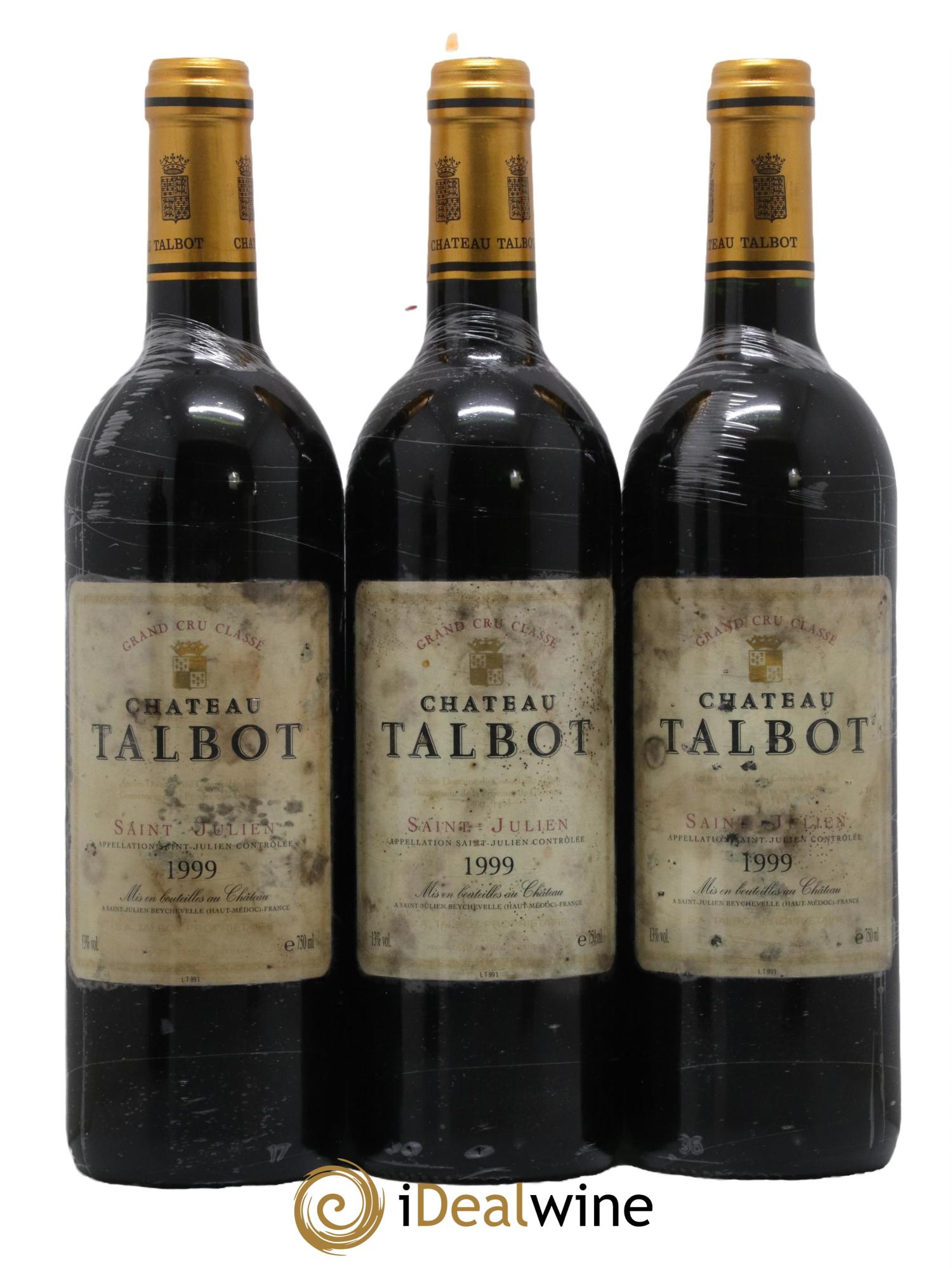 Château Talbot 4ème Grand Cru Classé 1999 - Lot de 3 bouteilles - 0