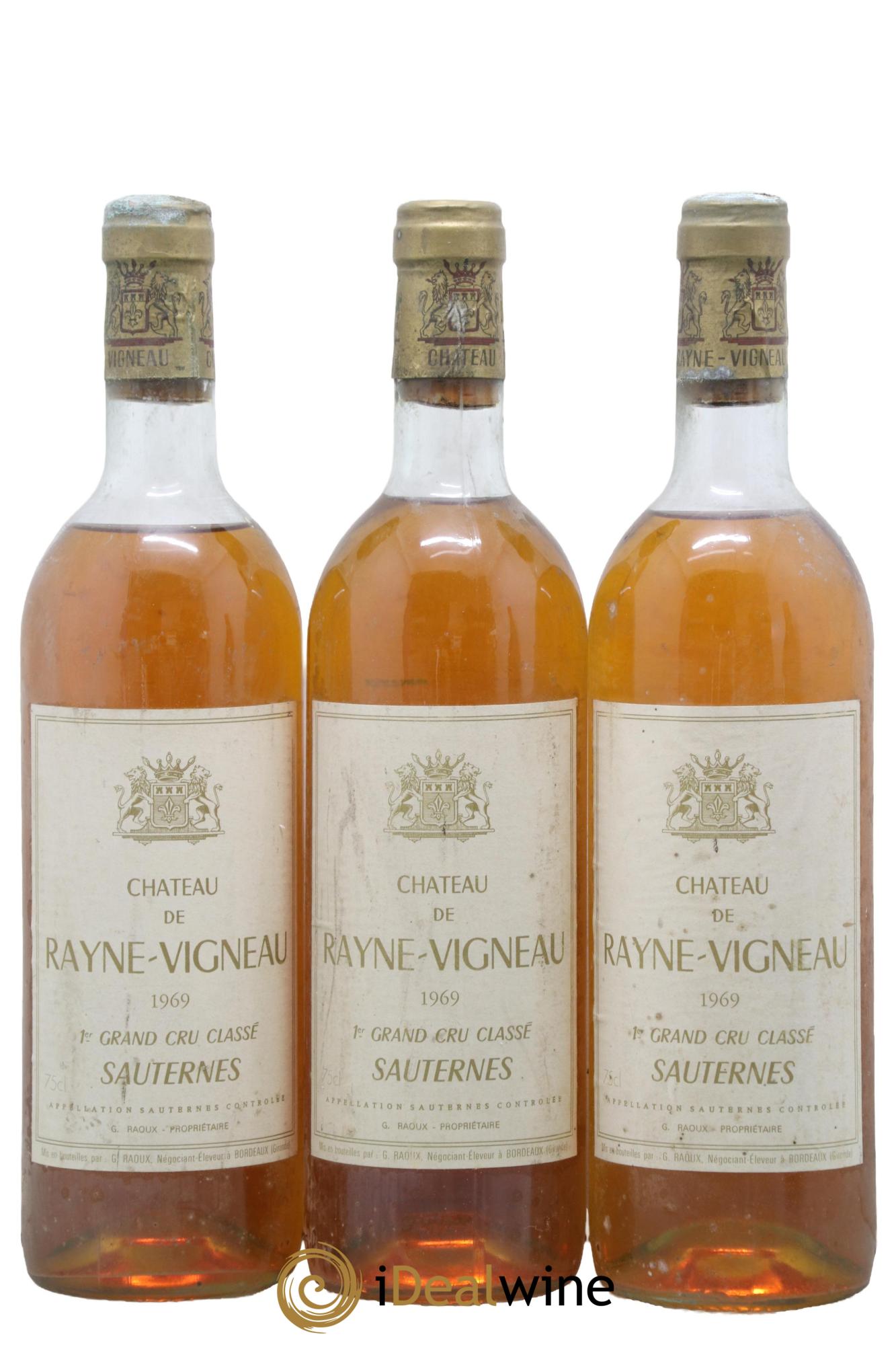 Château de Rayne Vigneau 1er Grand Cru Classé 1969 - Lotto di 3 bottiglie - 0