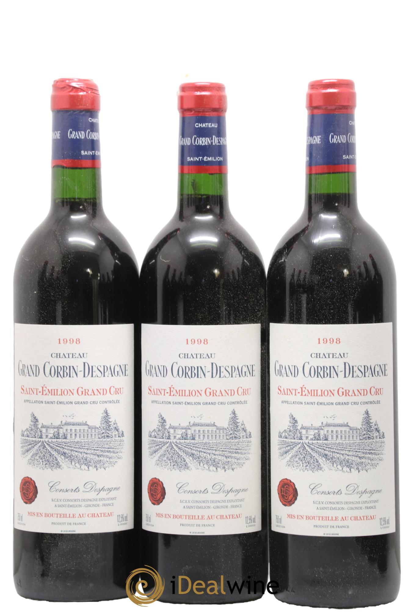 Château Grand Corbin Despagne Grand Cru Classé 1998 - Lot de 12 bouteilles - 1