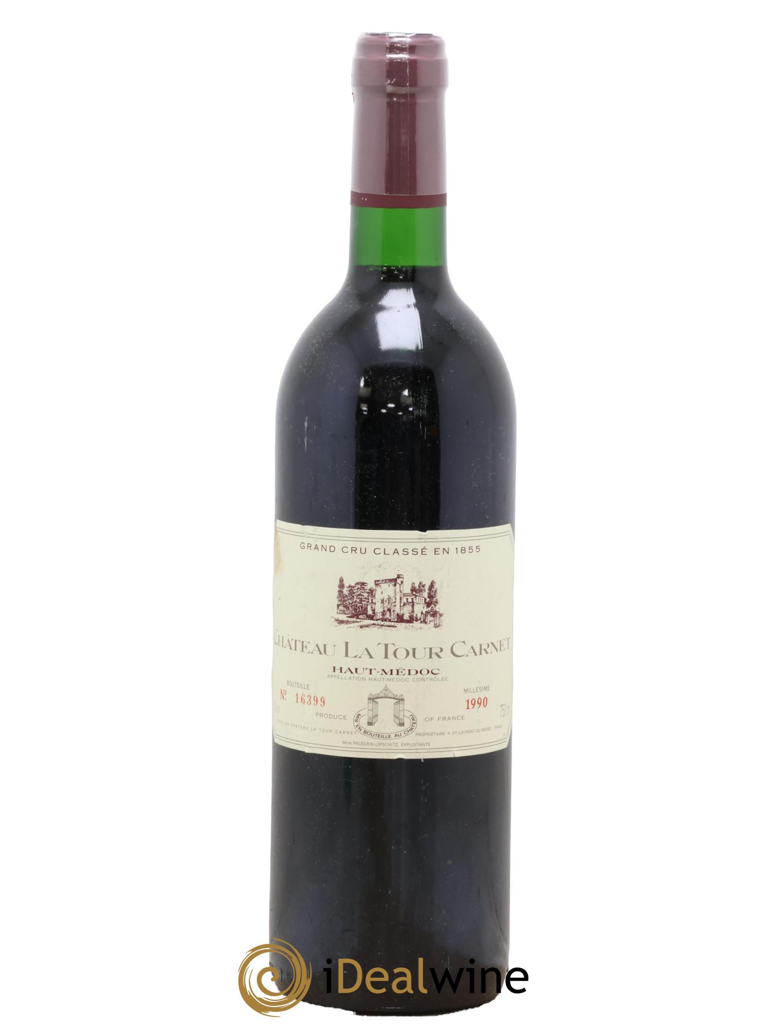 Château la Tour Carnet 4ème Grand Cru Classé 1990 - Lot de 1 bouteille - 0