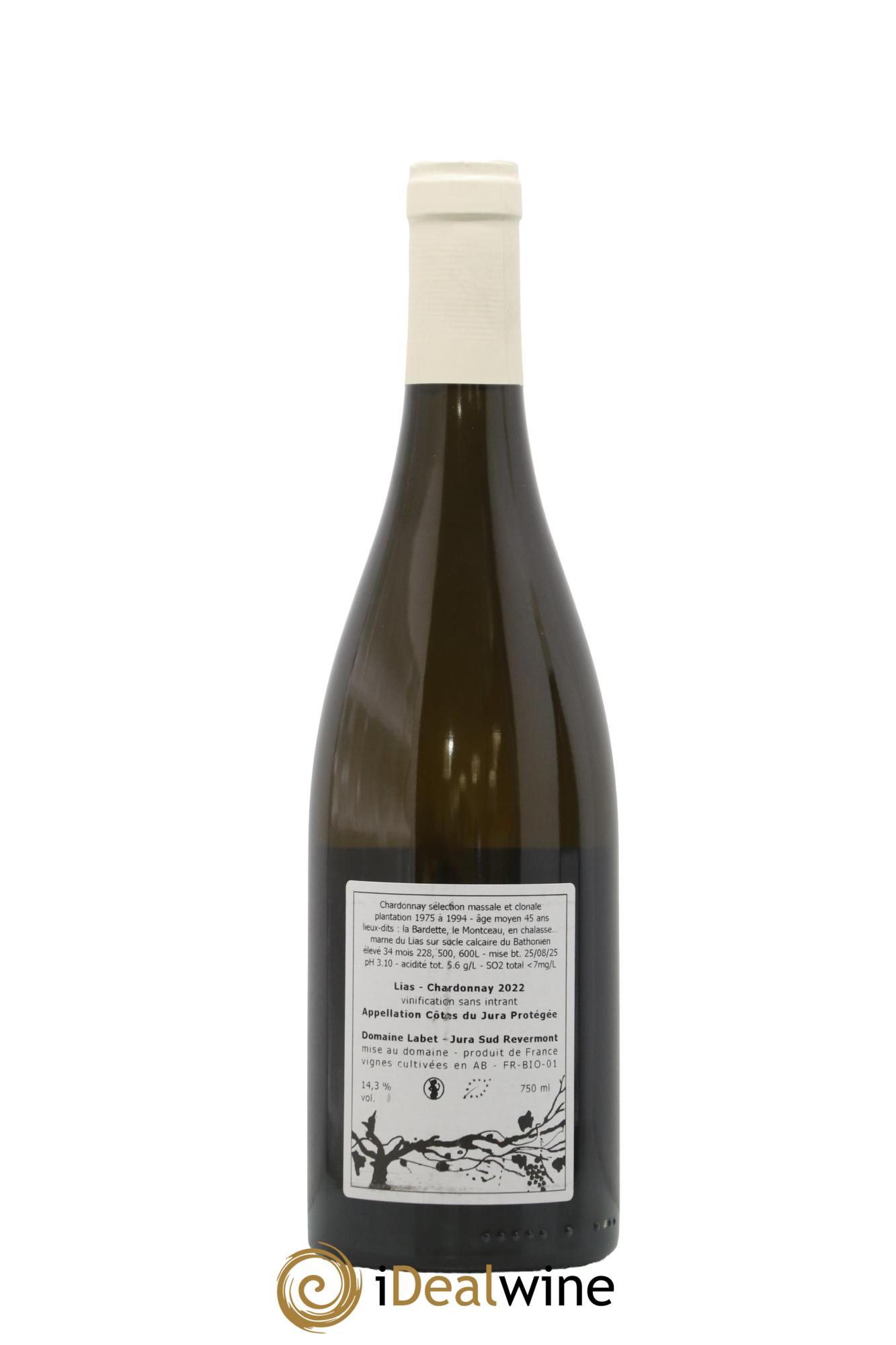 Côtes du Jura Chardonnay Lias Romain - Julien - Charline Labet 2022 - Lot de 1 bouteille - 1