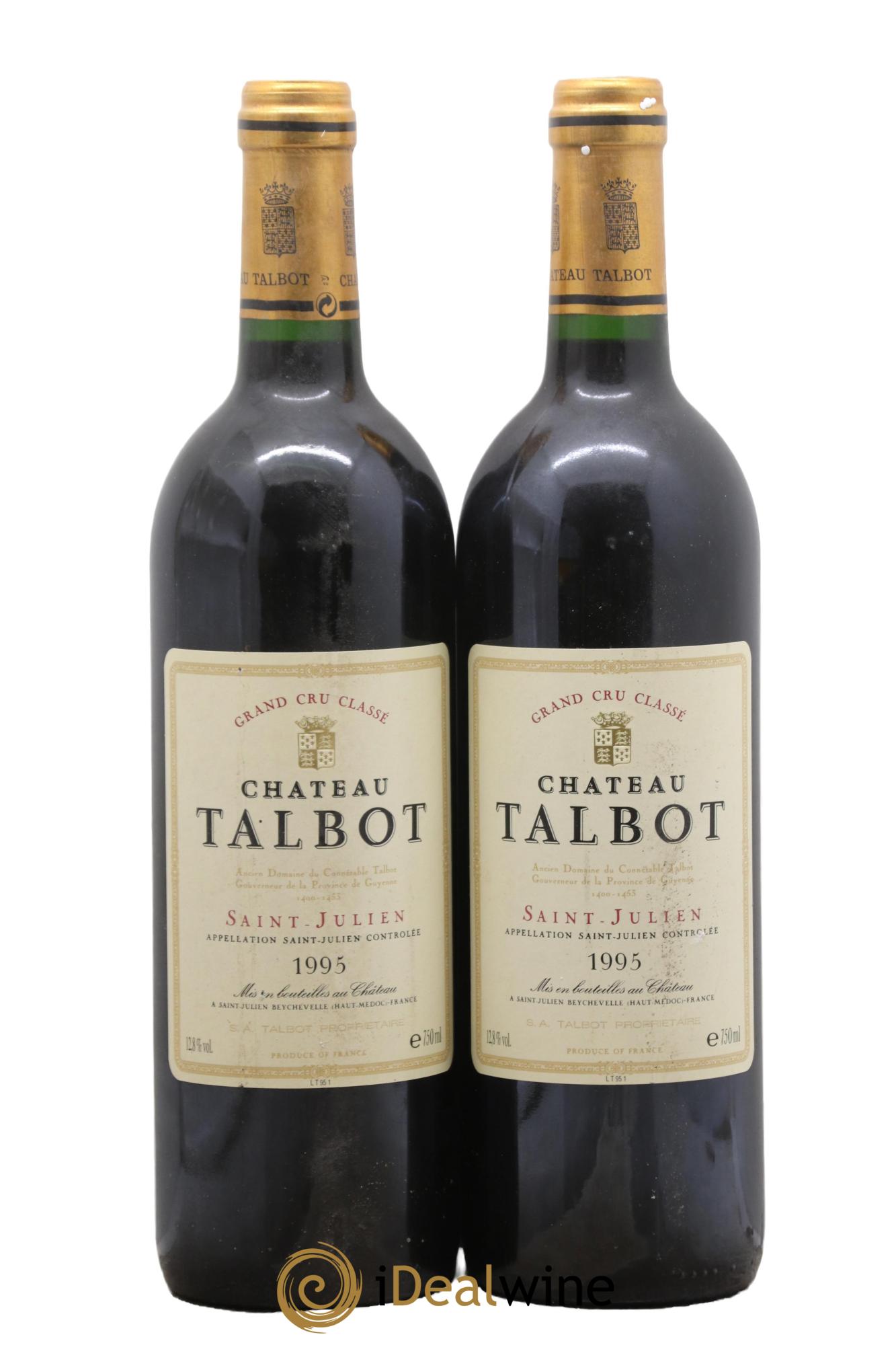 Château Talbot 4ème Grand Cru Classé 1995 - Lot de 2 bouteilles - 0