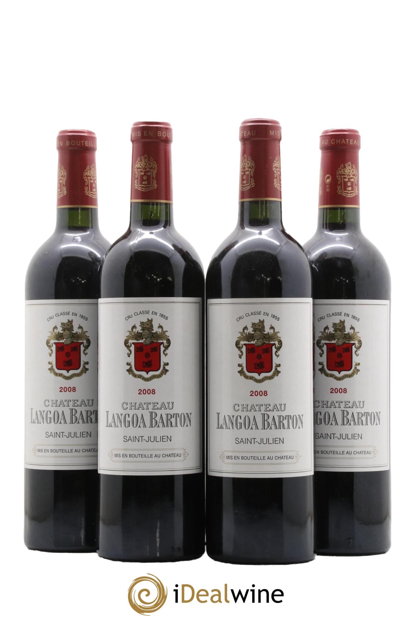 Château Langoa Barton 3ème Grand Cru Classé 2008 - Lot de 4 bouteilles - 0