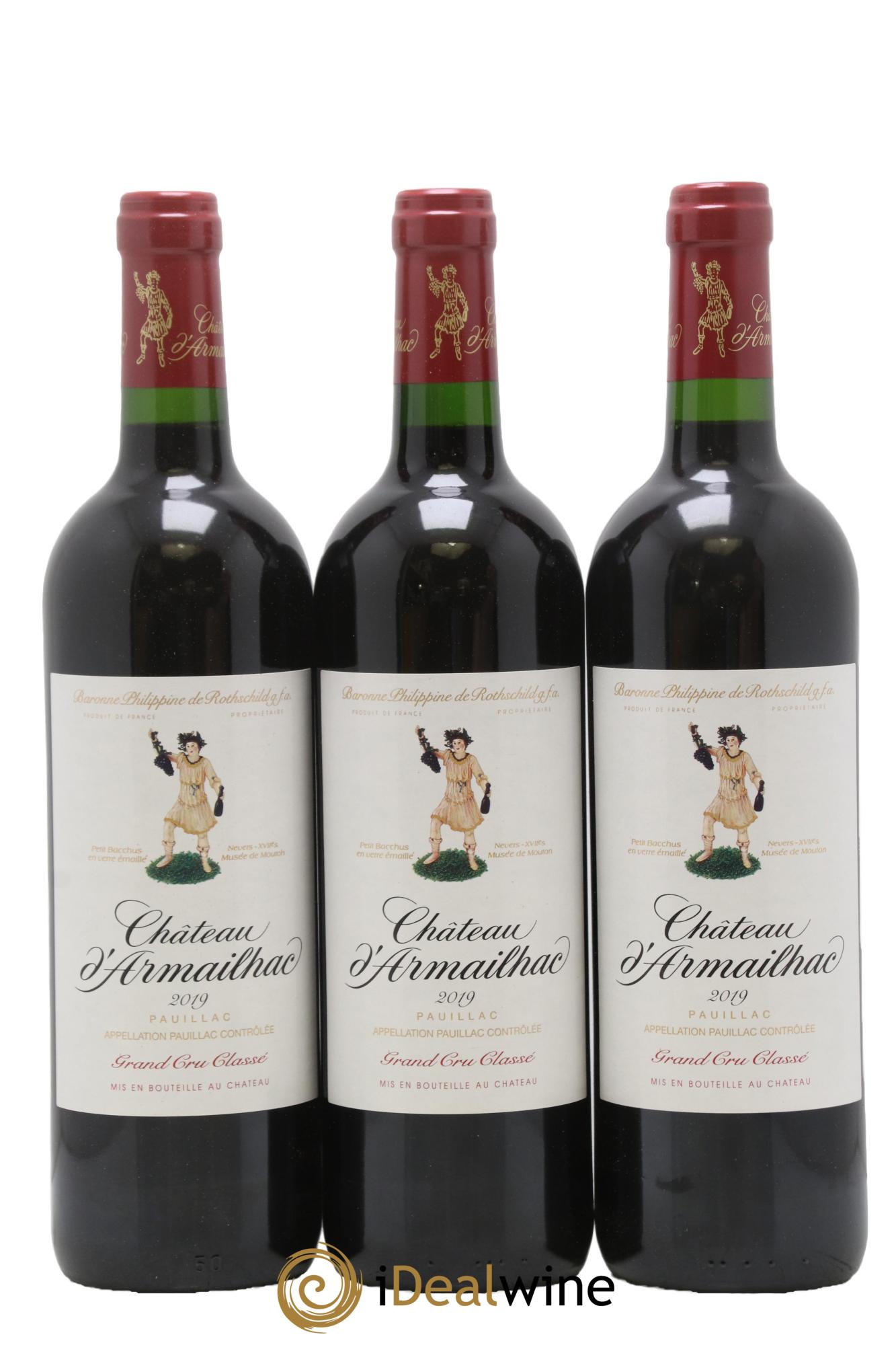Château d' Armailhac - Mouton Baron(ne) Philippe 5ème Grand Cru Classé 2019 - Lot of 3 bottles - 0
