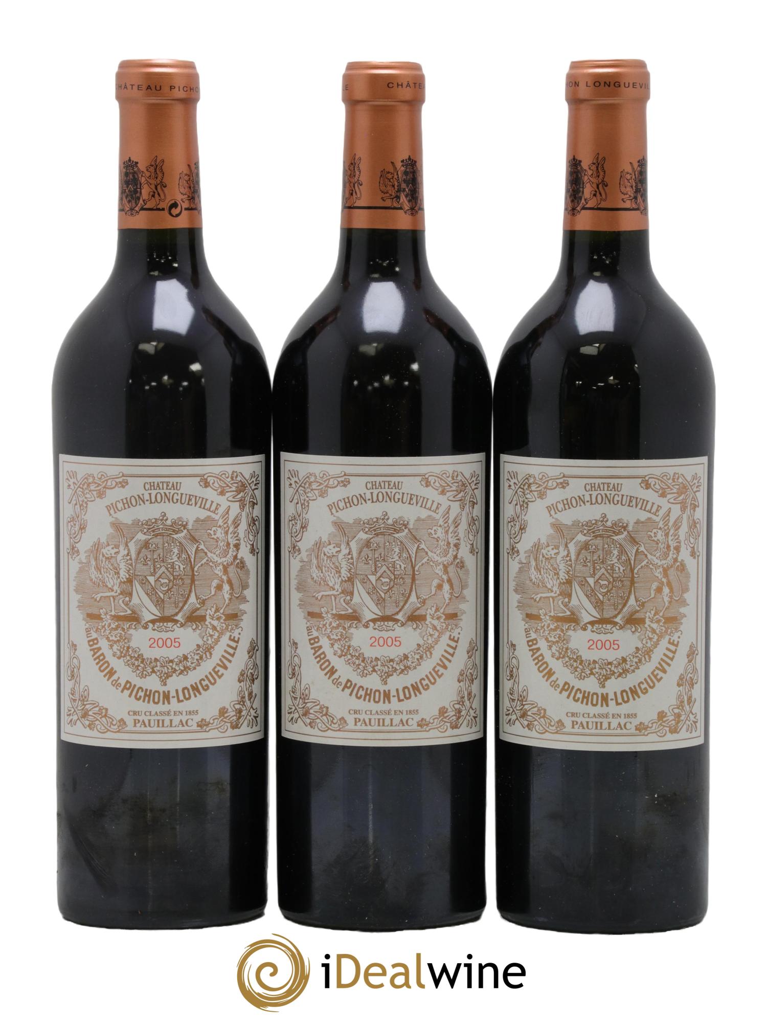 Pichon Longueville Baron 2ème Grand Cru Classé 2005 - Lot of 3 bottles - 0