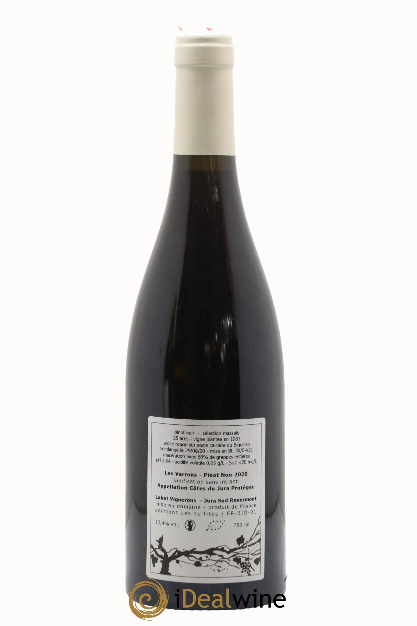 Côtes du Jura Pinot Noir Les Varrons Sélection Massale Romain - Julien - Charline Labet 2020 - Lot of 1 bottle - 1
