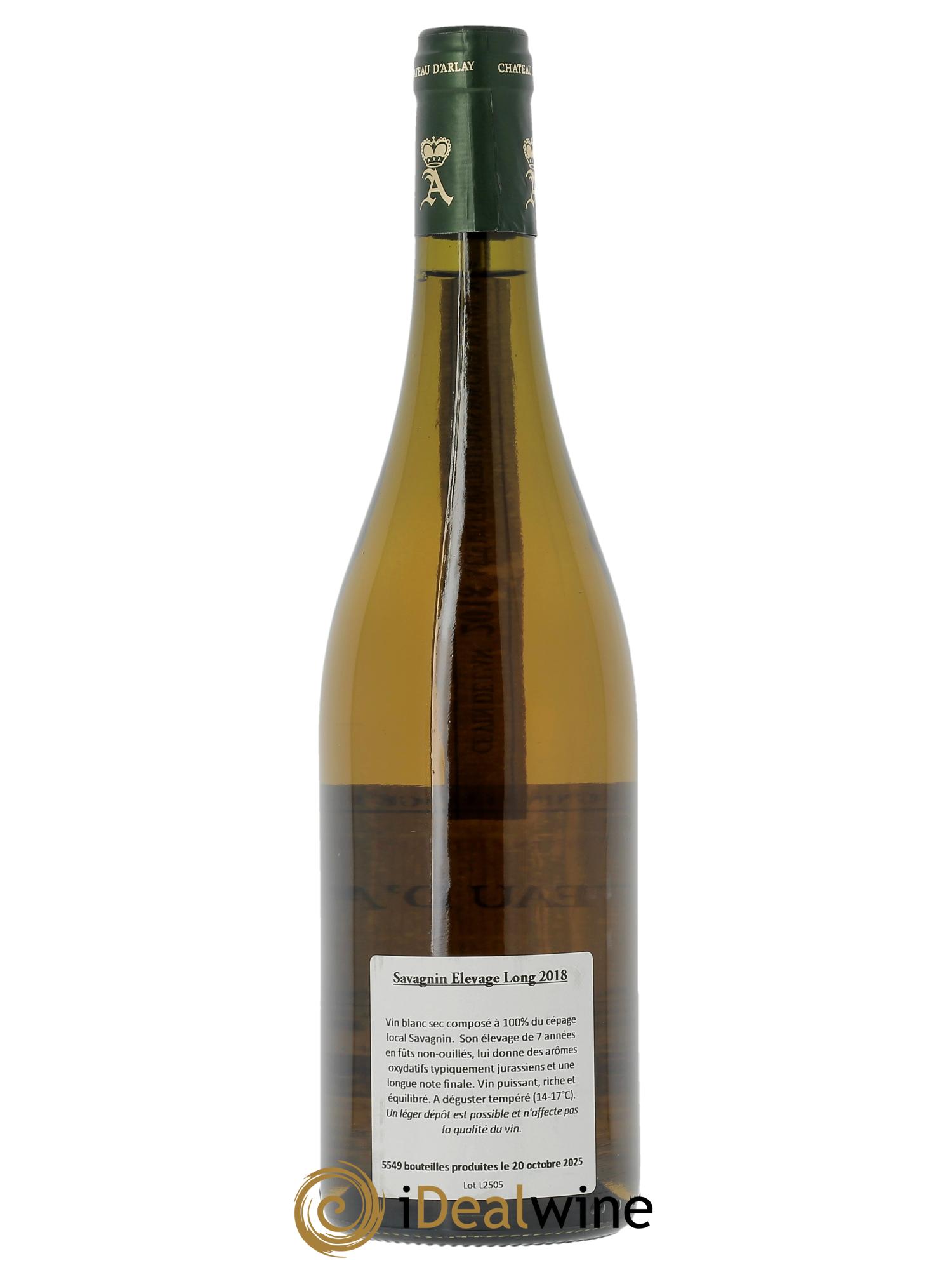 Côtes du Jura Savagnin Elevage Long Château d'Arlay  2018 - Lot de 1 bouteille - 1