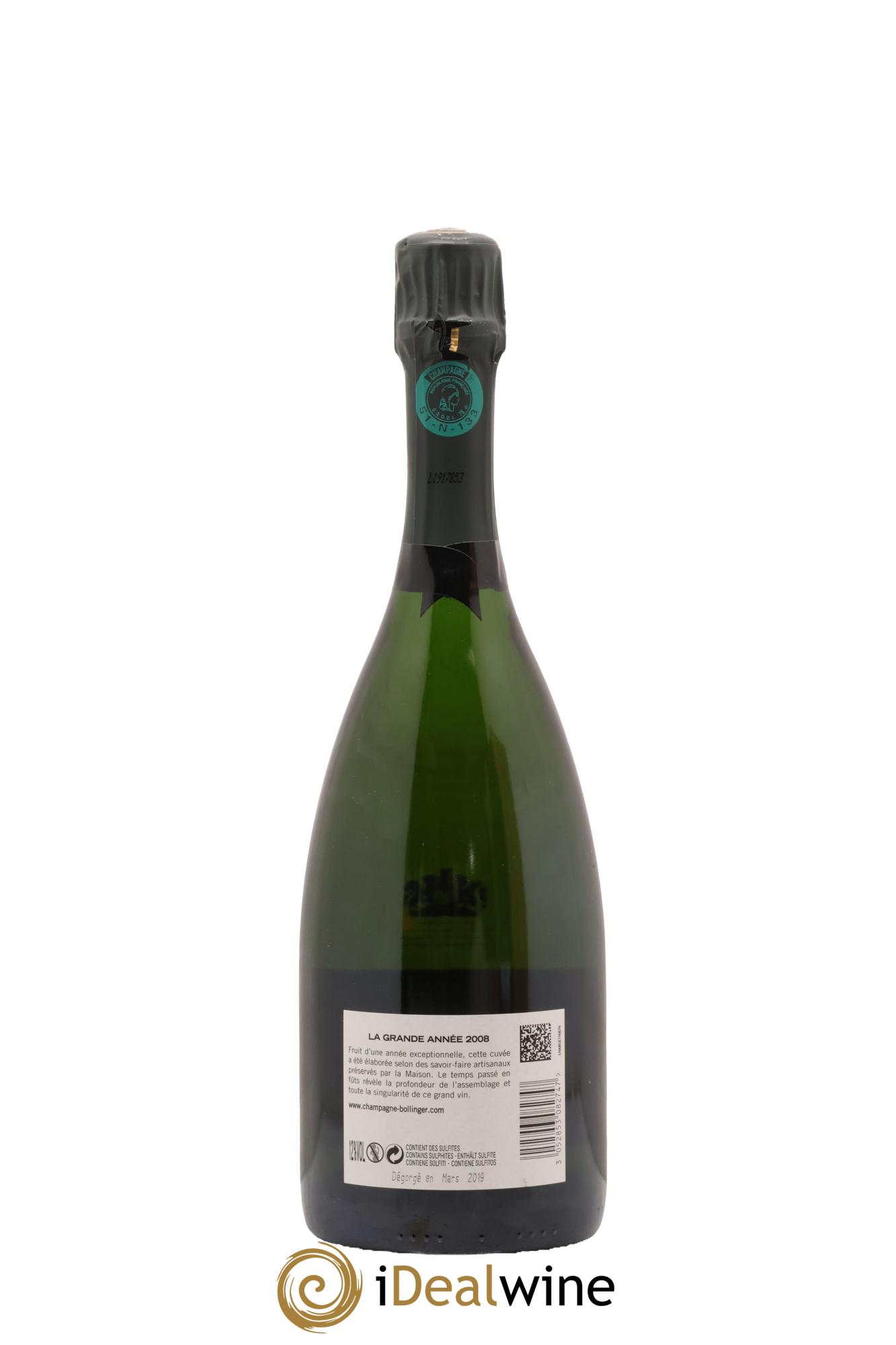 La Grande Année Brut Bollinger 2008 - Lote de 1 botella - 2
