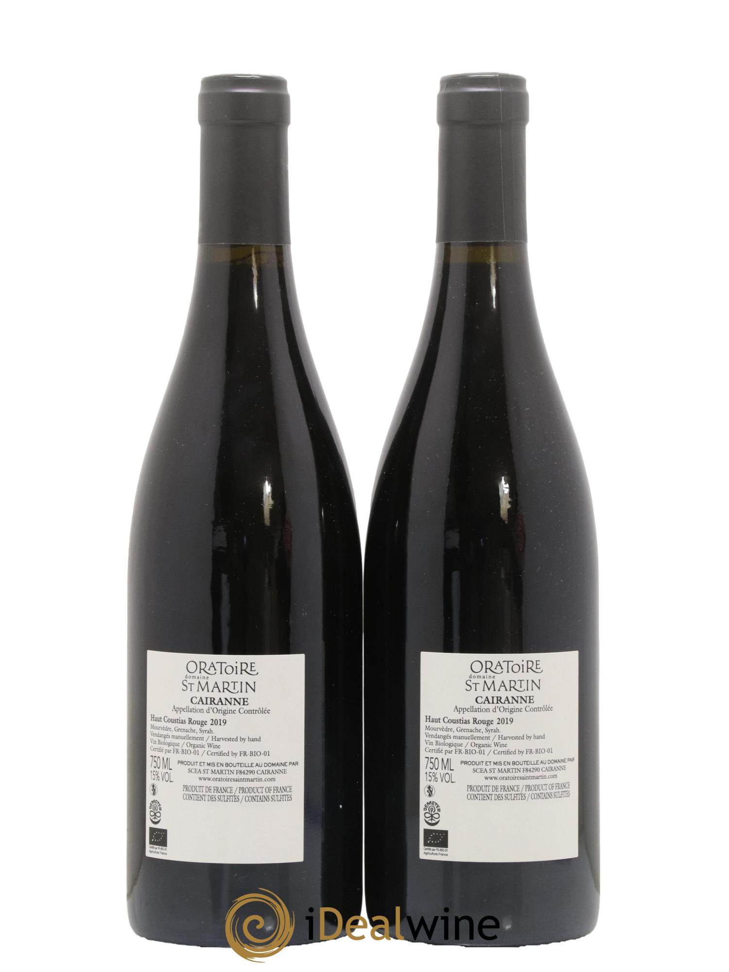 Cairanne Haut-Coustias Oratoire Saint-Martin - Frédéric et François Alary 2019 - Lot de 2 bouteilles - 1