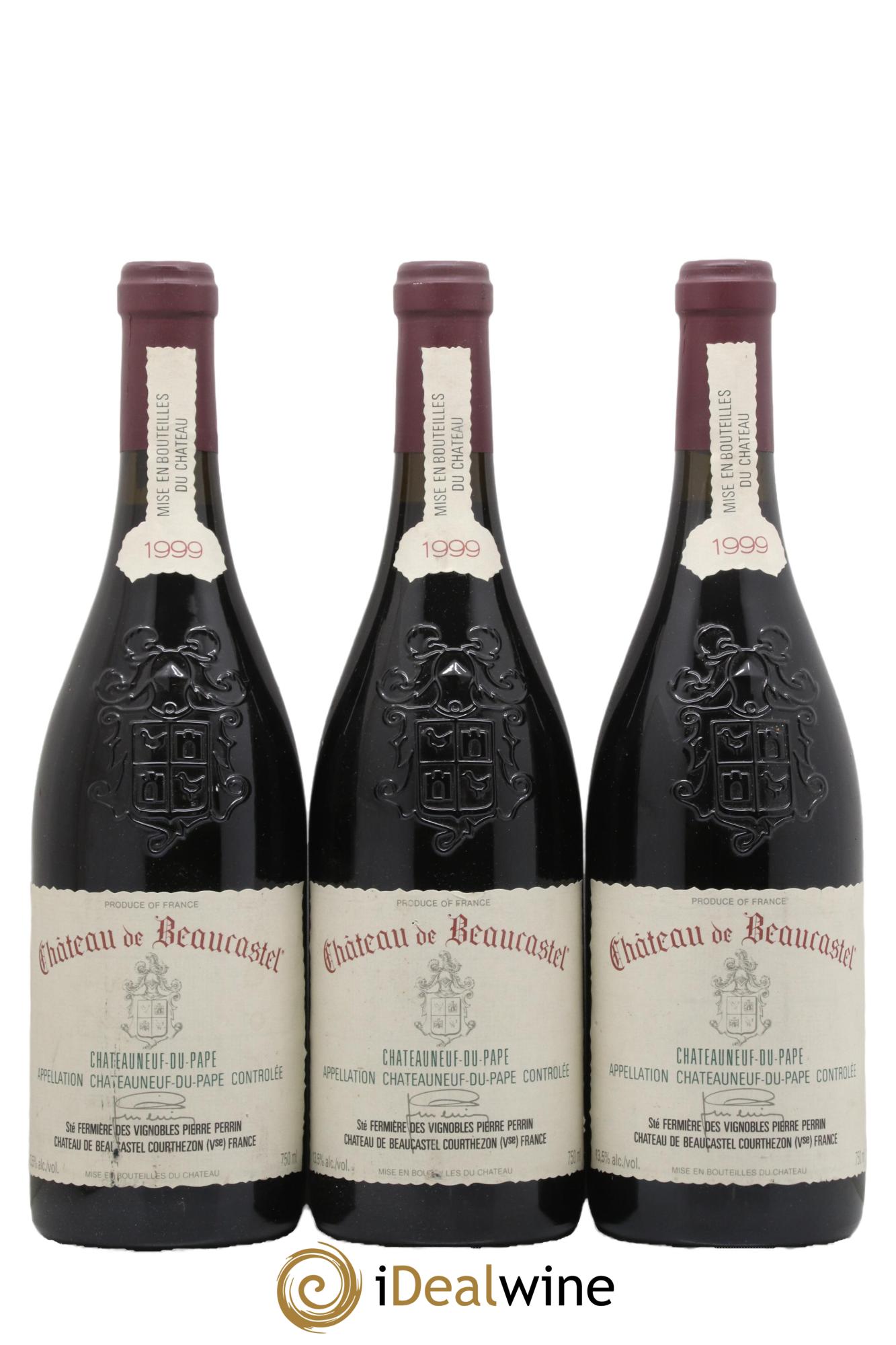 Châteauneuf-du-Pape Château de Beaucastel Famille Perrin 1999 - Lot of 3 bottles - 0
