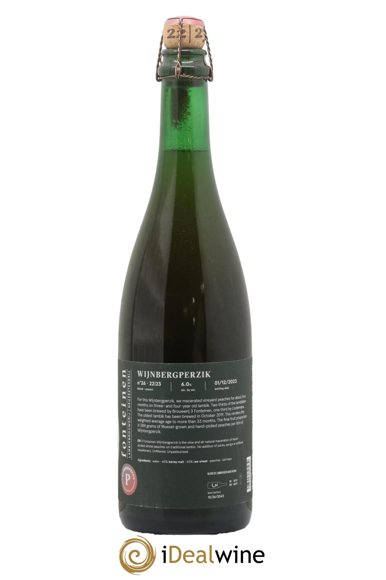 Bière 3 Fonteinen Wijnbergperzik (Pêche Wijnberg de Moselle) (season 22|23) Blend n° 26 - Lot de 1 bouteille - 1