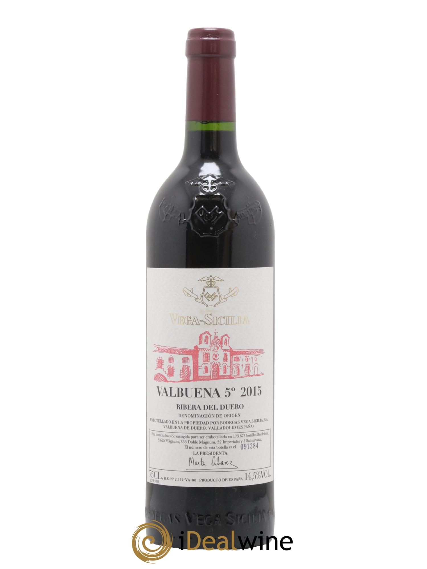 Ribera Del Duero DO Vega Sicilia Valbuena 5 ano Famille Alvarez 2015 - Lot de 1 bouteille - 0