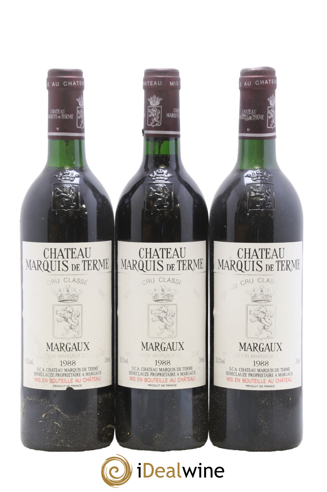 Château Marquis de Terme 4ème Grand Cru Classé 1988 - Lot de 3 bouteilles - 0