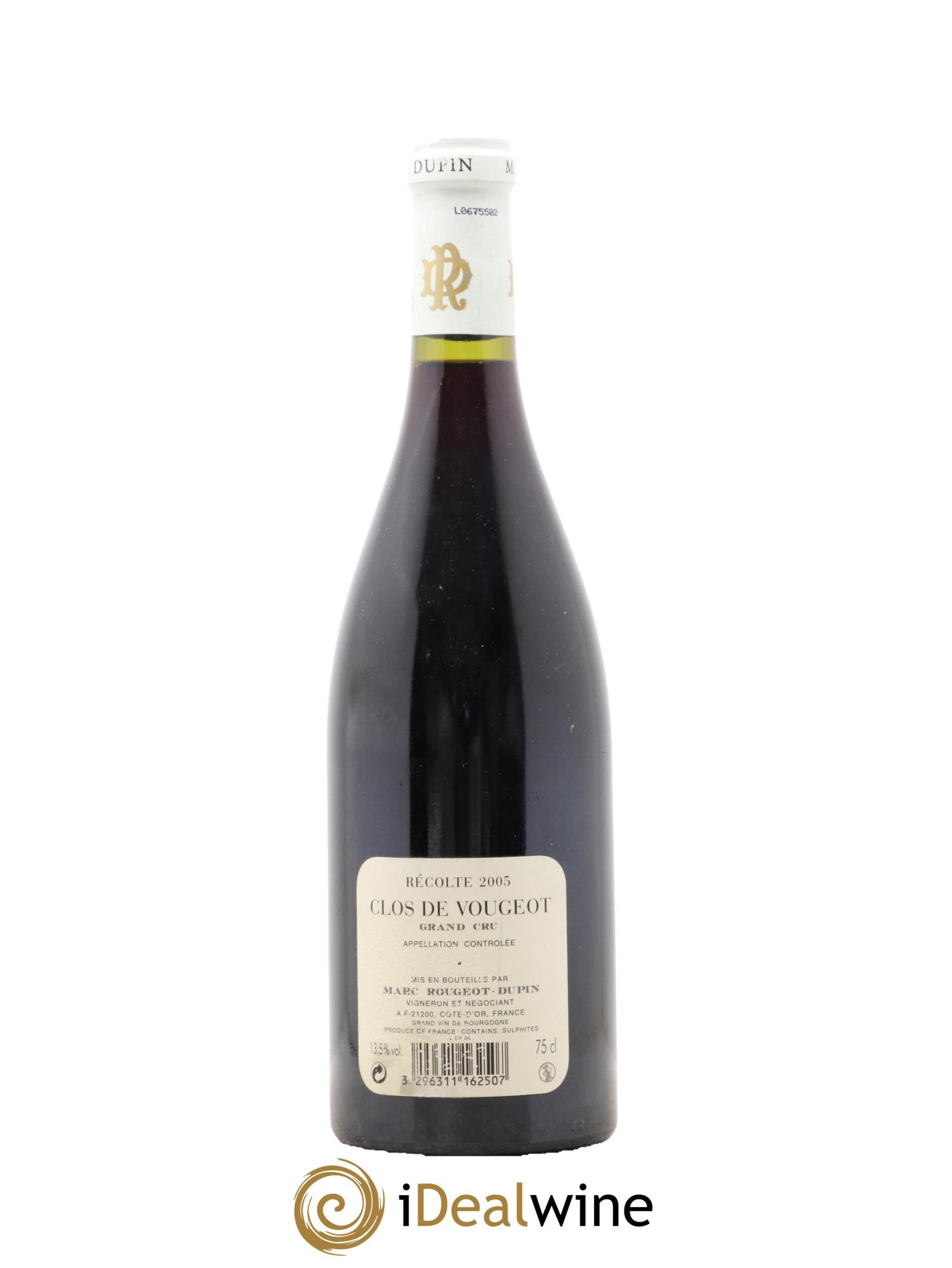 Clos de Vougeot Grand Cru Marc Rougeot-Dupin 2005 - Lot de 1 bouteille - 1