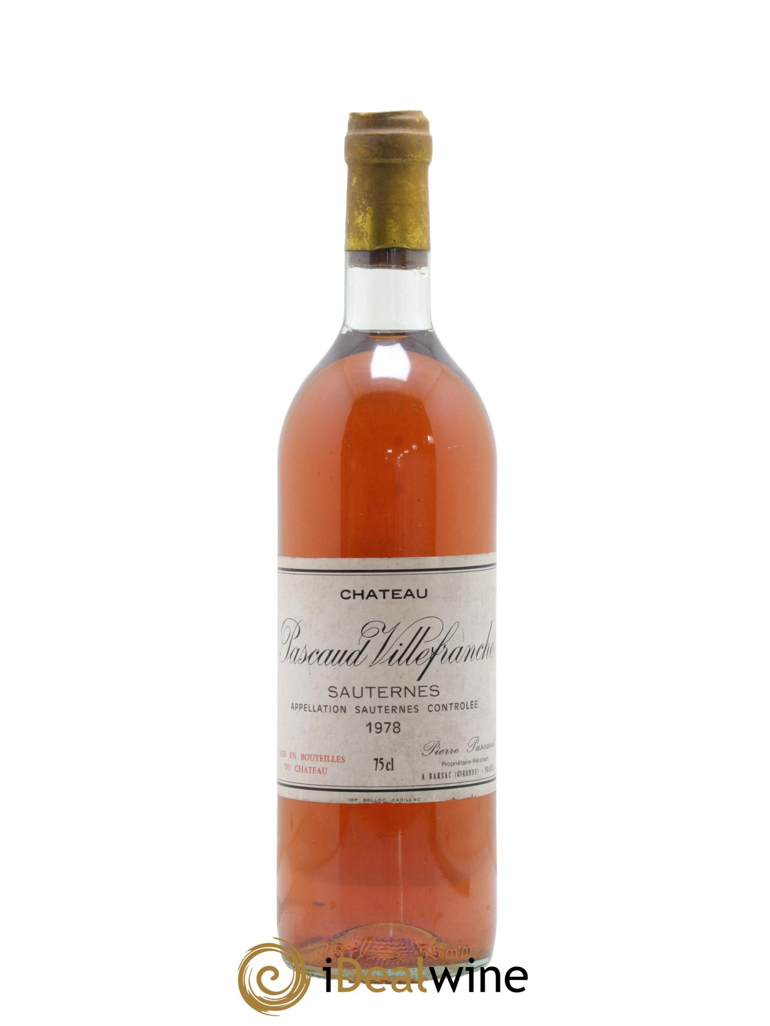 Sauternes Château Pascaud Villefranche 1978 - Lotto di 1 bottiglia - 0