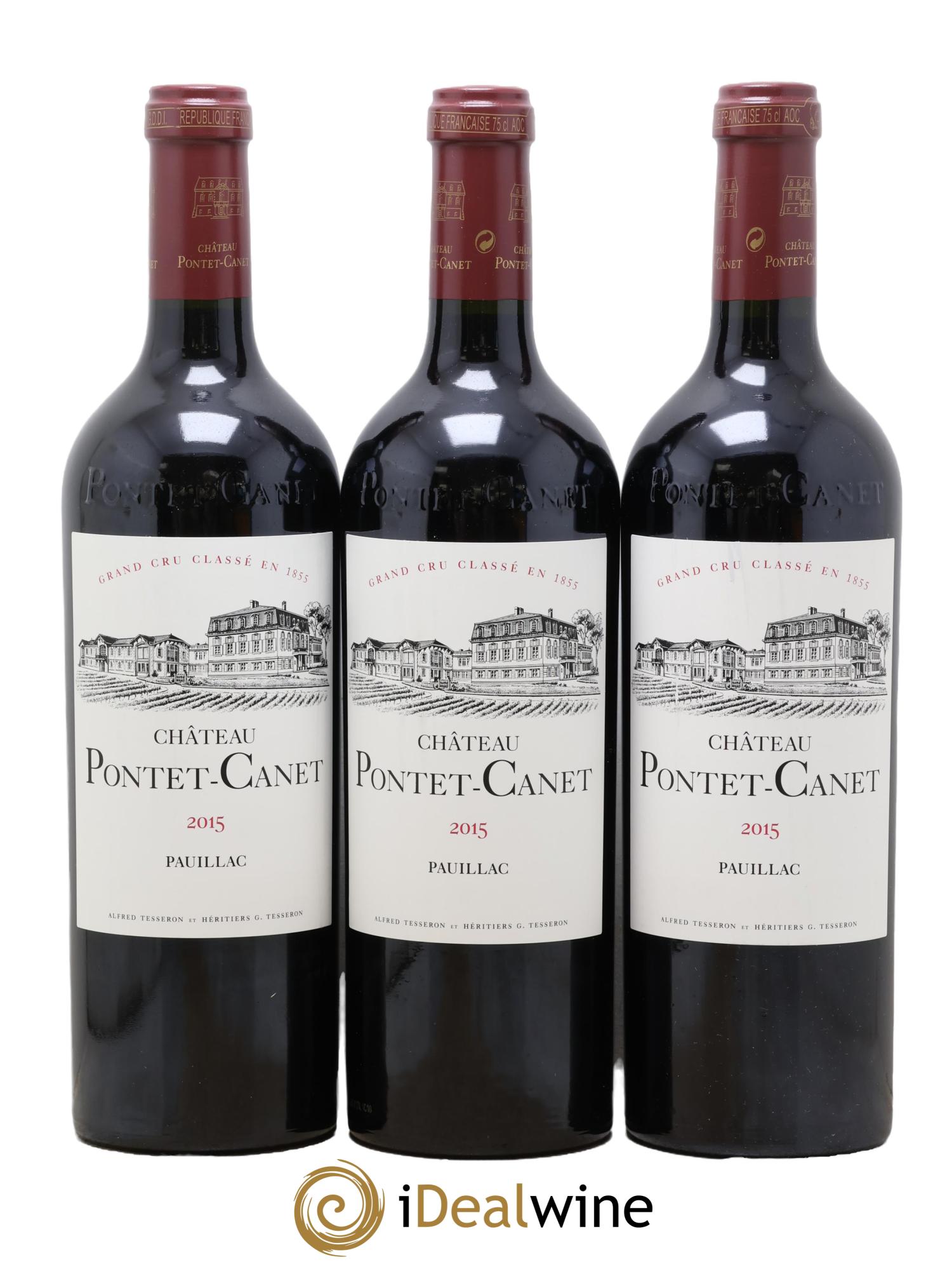 Château Pontet Canet 5ème Grand Cru Classé 2015 - Lot de 3 bouteilles - 0