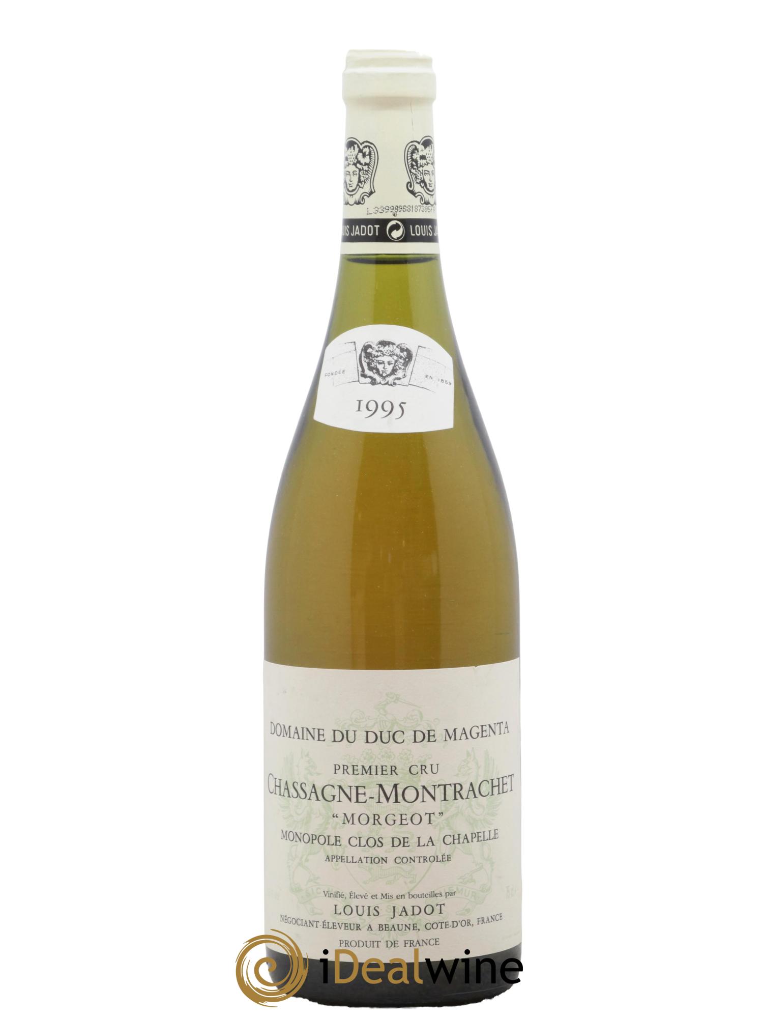 Chassagne-Montrachet 1er Cru Morgeot Clos de la Chapelle Domaine du Duc de Magenta - Louis Jadot 1995 - Lot de 1 bouteille - 0