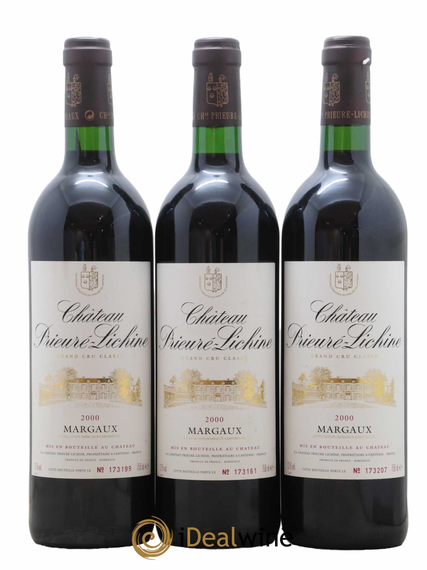 Château Prieuré Lichine 4ème Grand Cru Classé 2000 - Lot de 3 bouteilles - 0