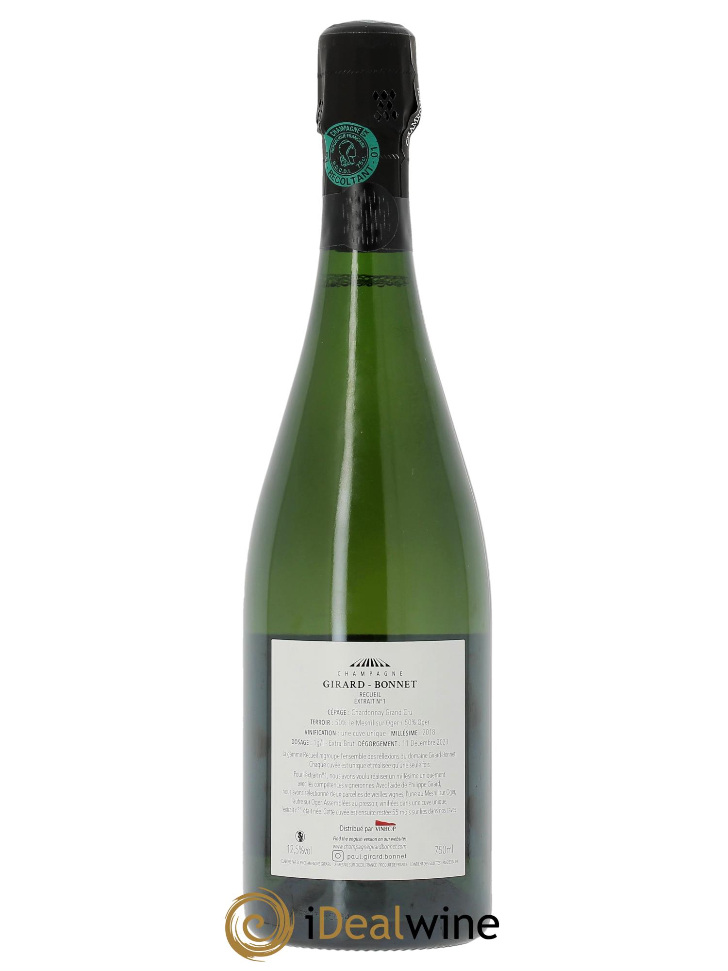 Recueil Extrait n°1 Grand Cru Extra-Brut Girard-Bonnet - Lot de 1 bouteille - 1