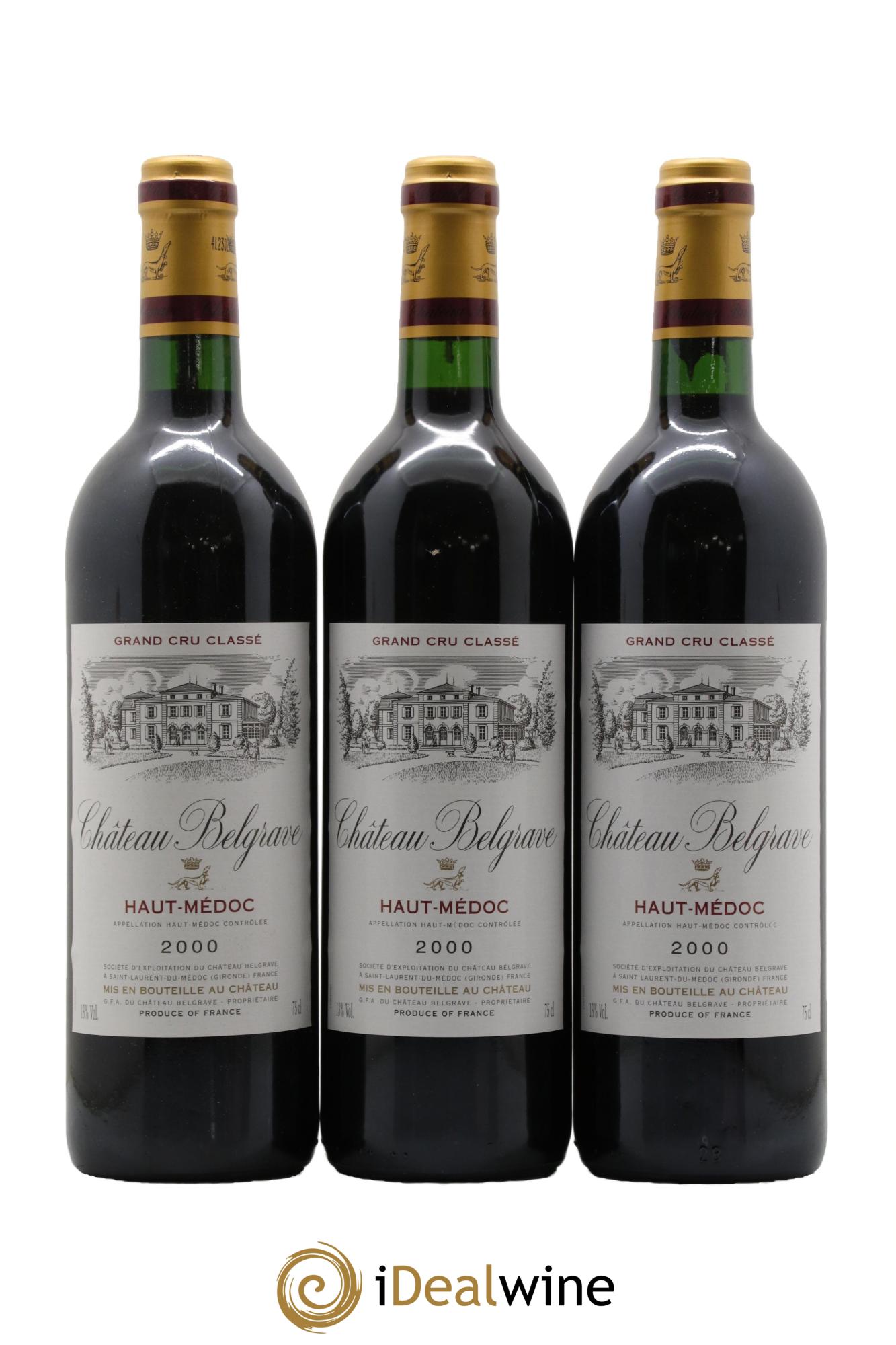 Château Belgrave 5ème Grand Cru Classé 2000 - Lot de 3 bouteilles - 0
