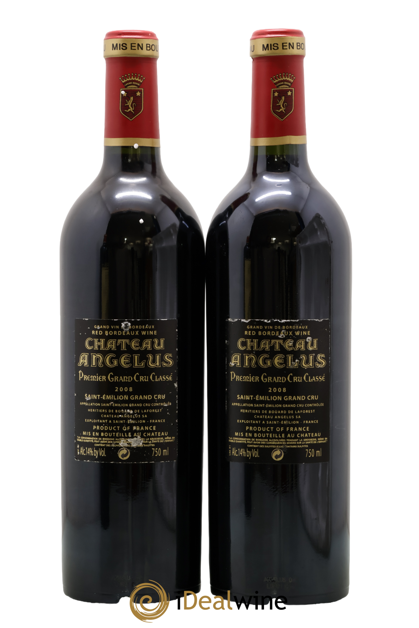 Château Angélus 1er Grand Cru Classé A 2008 - Lot of 2 bottles - 1