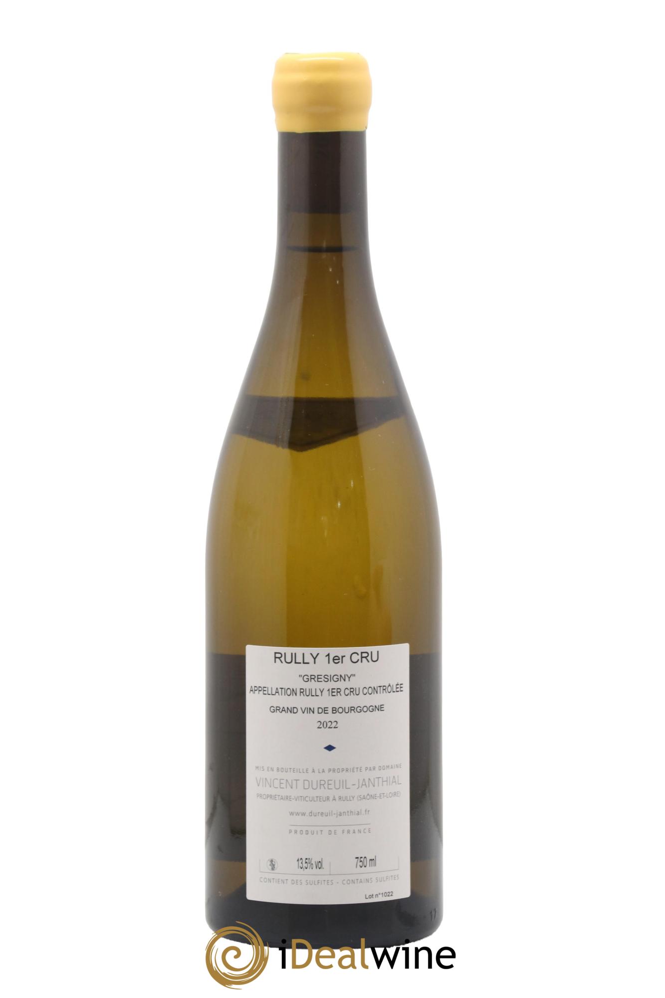Rully 1er Cru Grésigny Vincent Dureuil-Janthial 2022 - Lot de 1 bouteille - 1