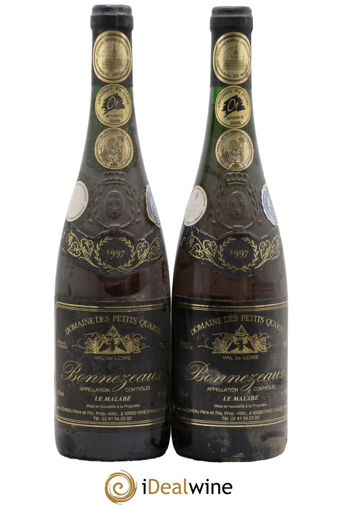 Bonnezeaux Le Malabé 1er Tri Domaine Des Petits Quarts 1997 - Lot of 2 bottles - 0