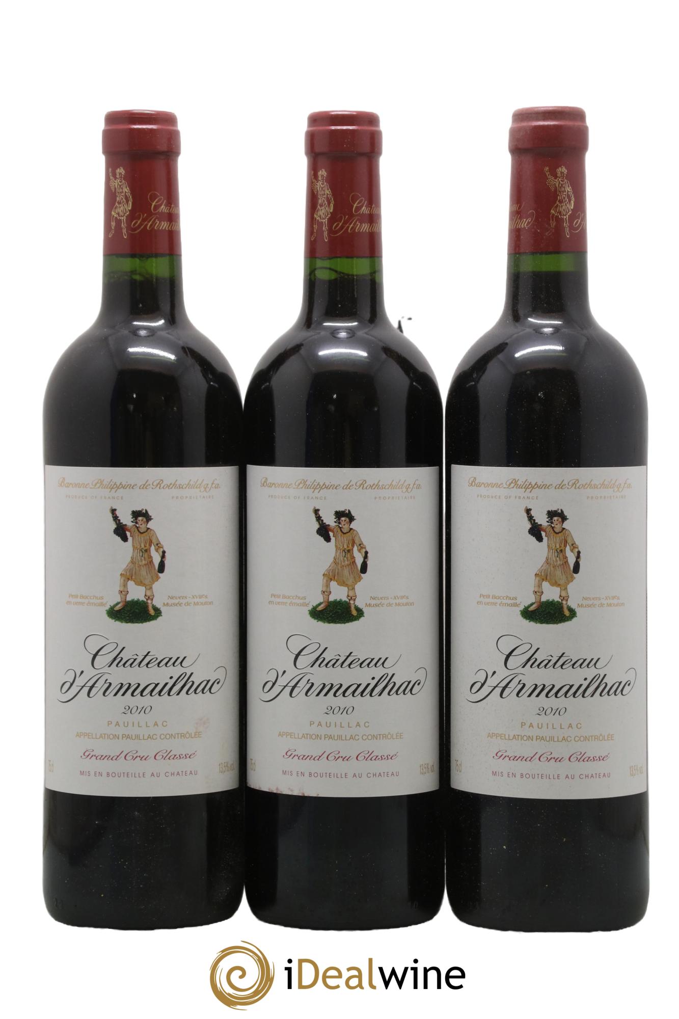 Château d' Armailhac - Mouton Baron(ne) Philippe 5ème Grand Cru Classé 2010 - Lot of 3 bottles - 0