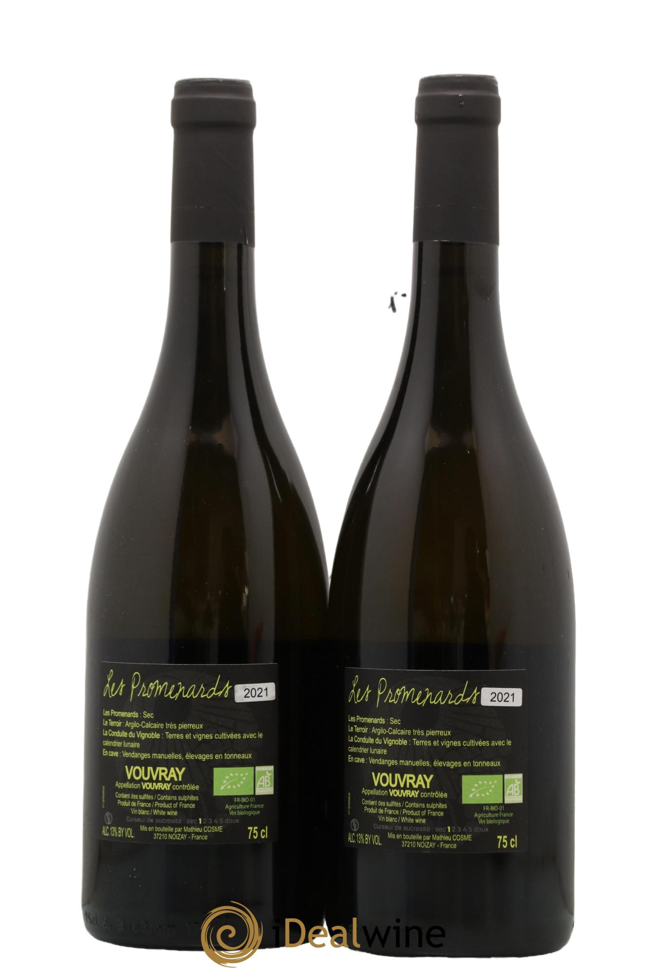 Vouvray Les Promenards Domaine Mathieu Cosme 2021 - Lot de 2 bouteilles - 1