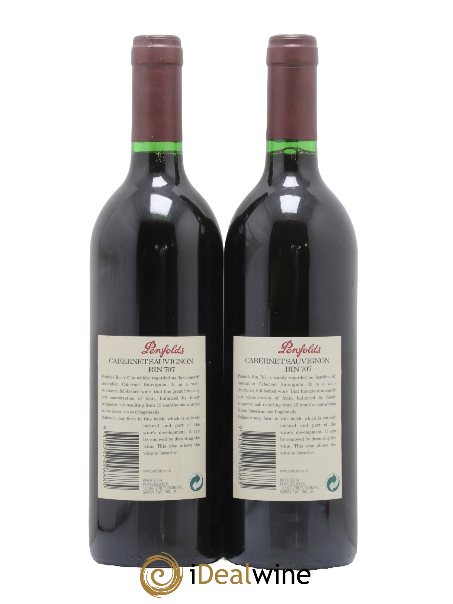 South Australia Penfolds Wines Bin 707 Cabernet Sauvignon 1996 - Lotto di 2 bottiglie - 1