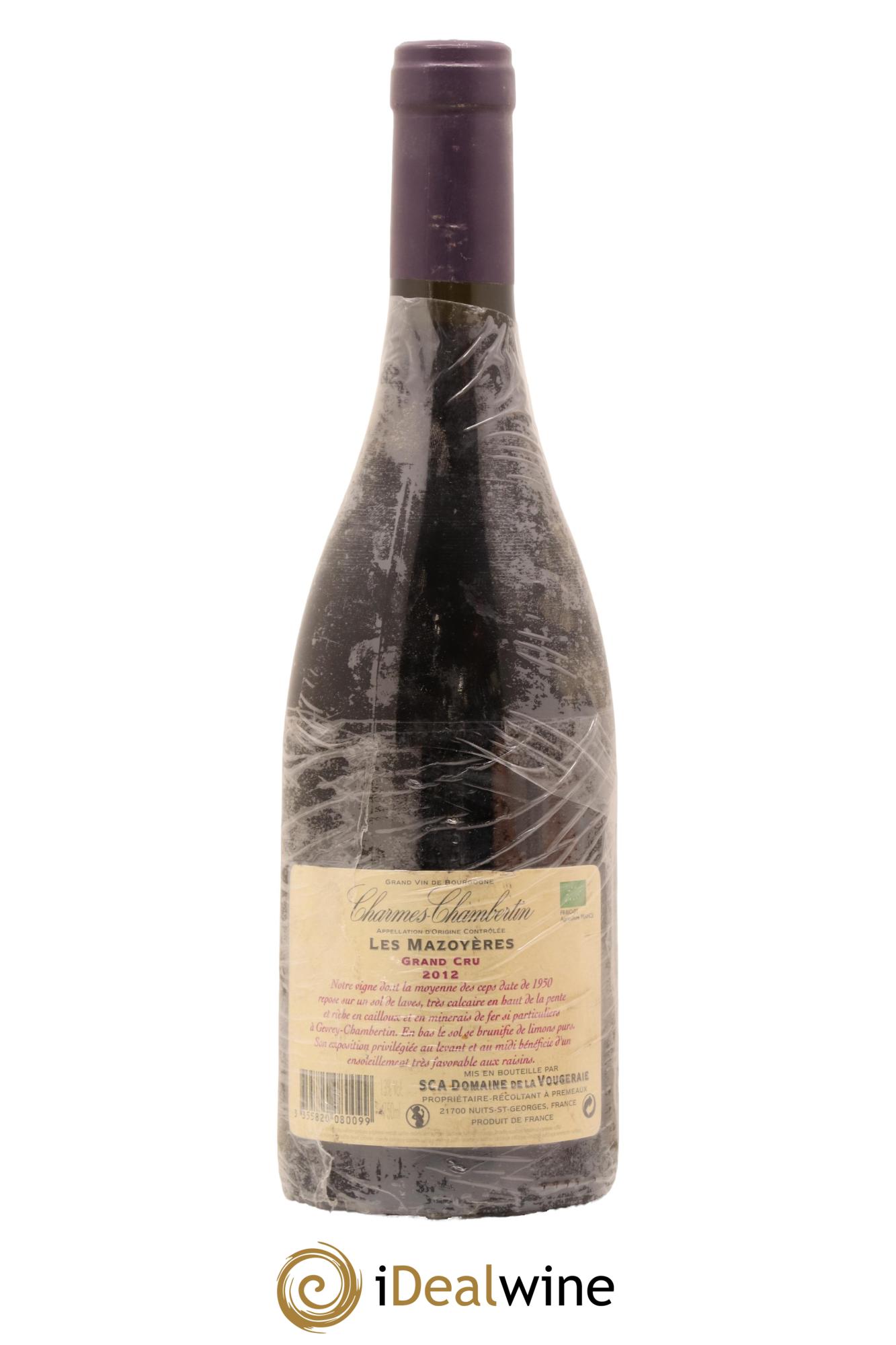 Charmes-Chambertin Grand Cru Les Mazoyères La Vougeraie 2012 - Lotto di 1 bottiglia - 1